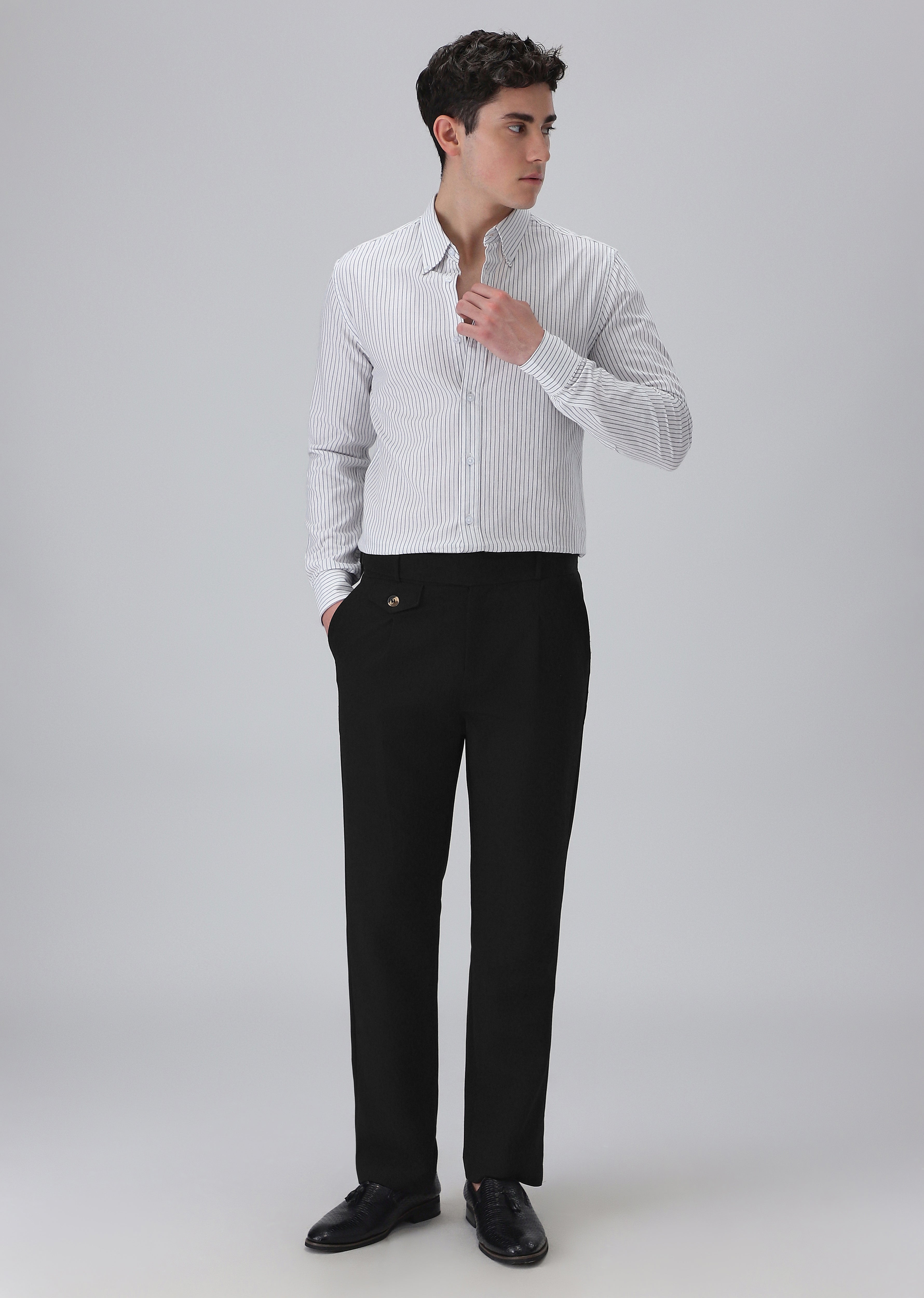 White Cotton Pin Stripe Shirt