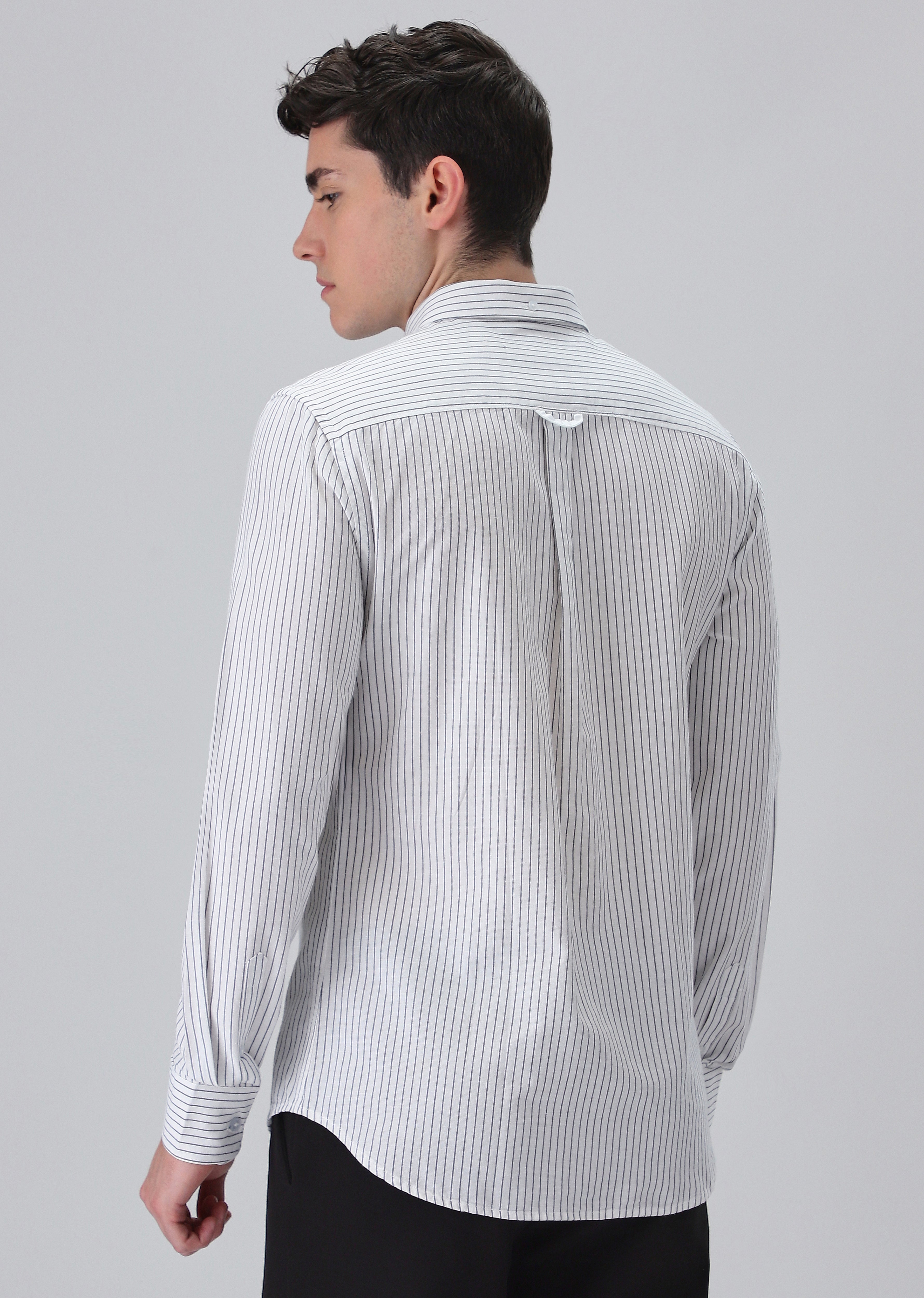 White Cotton Pin Stripe Shirt