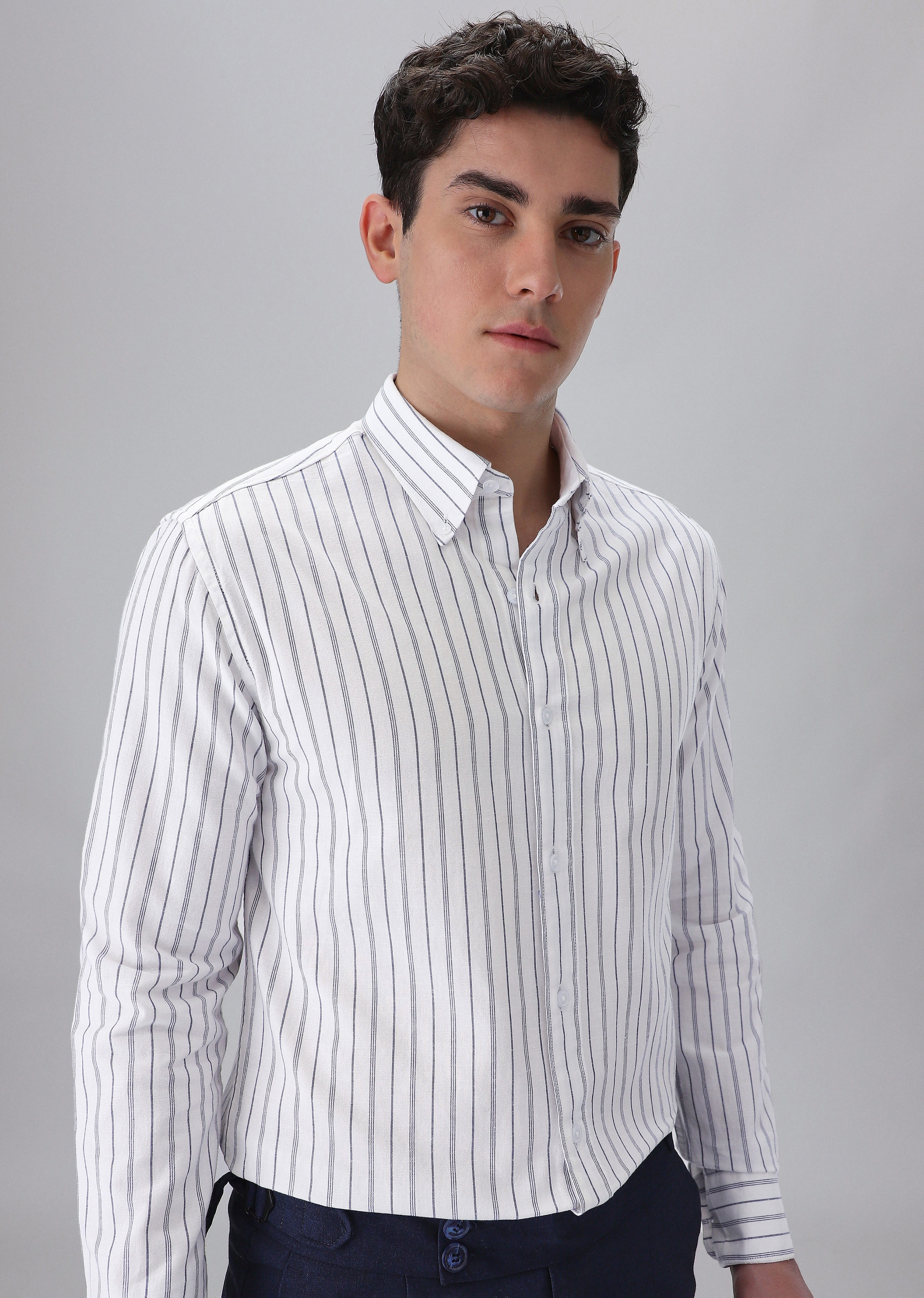 White Cotton Stripe Shirt