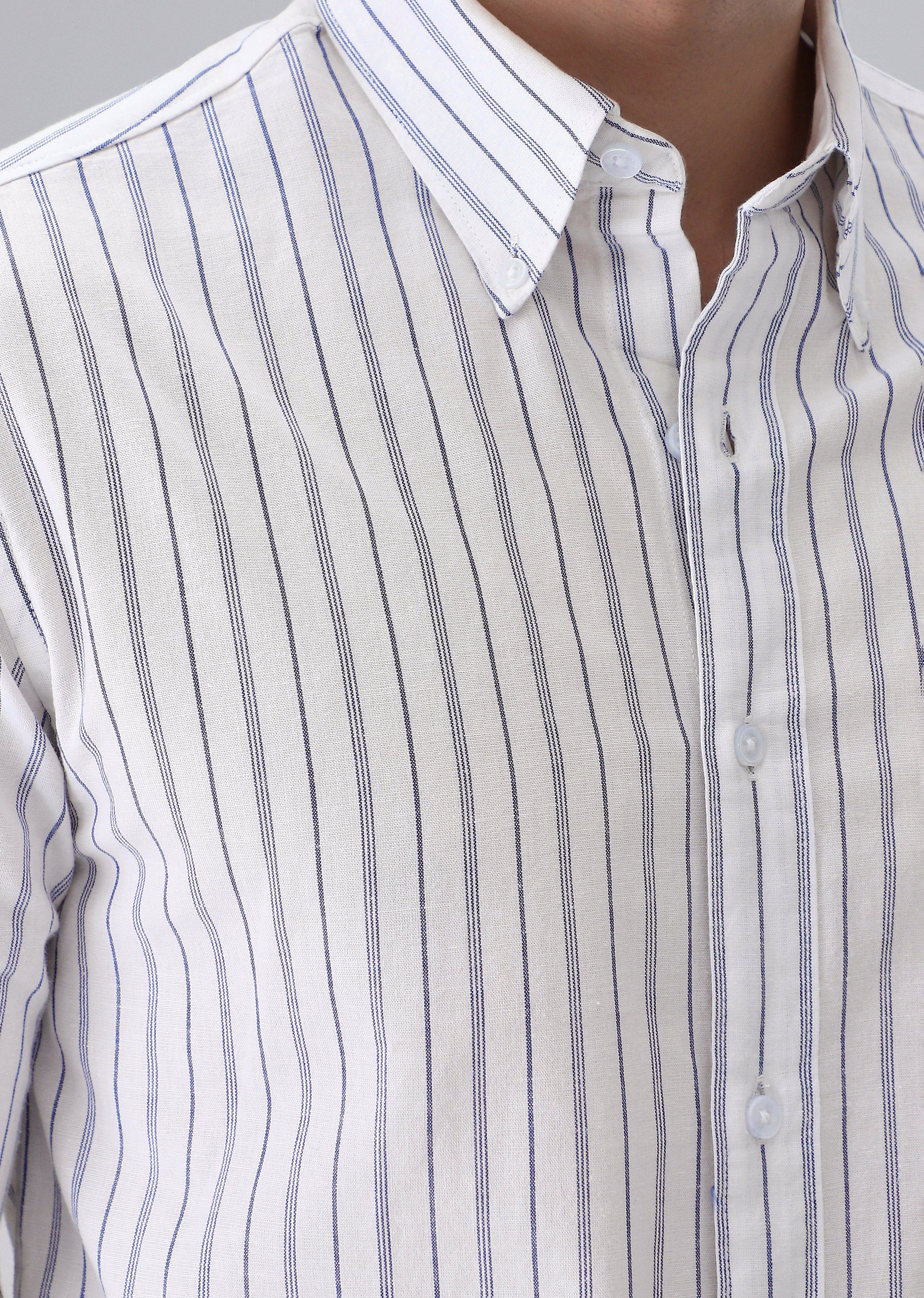 White Cotton Stripe Shirt