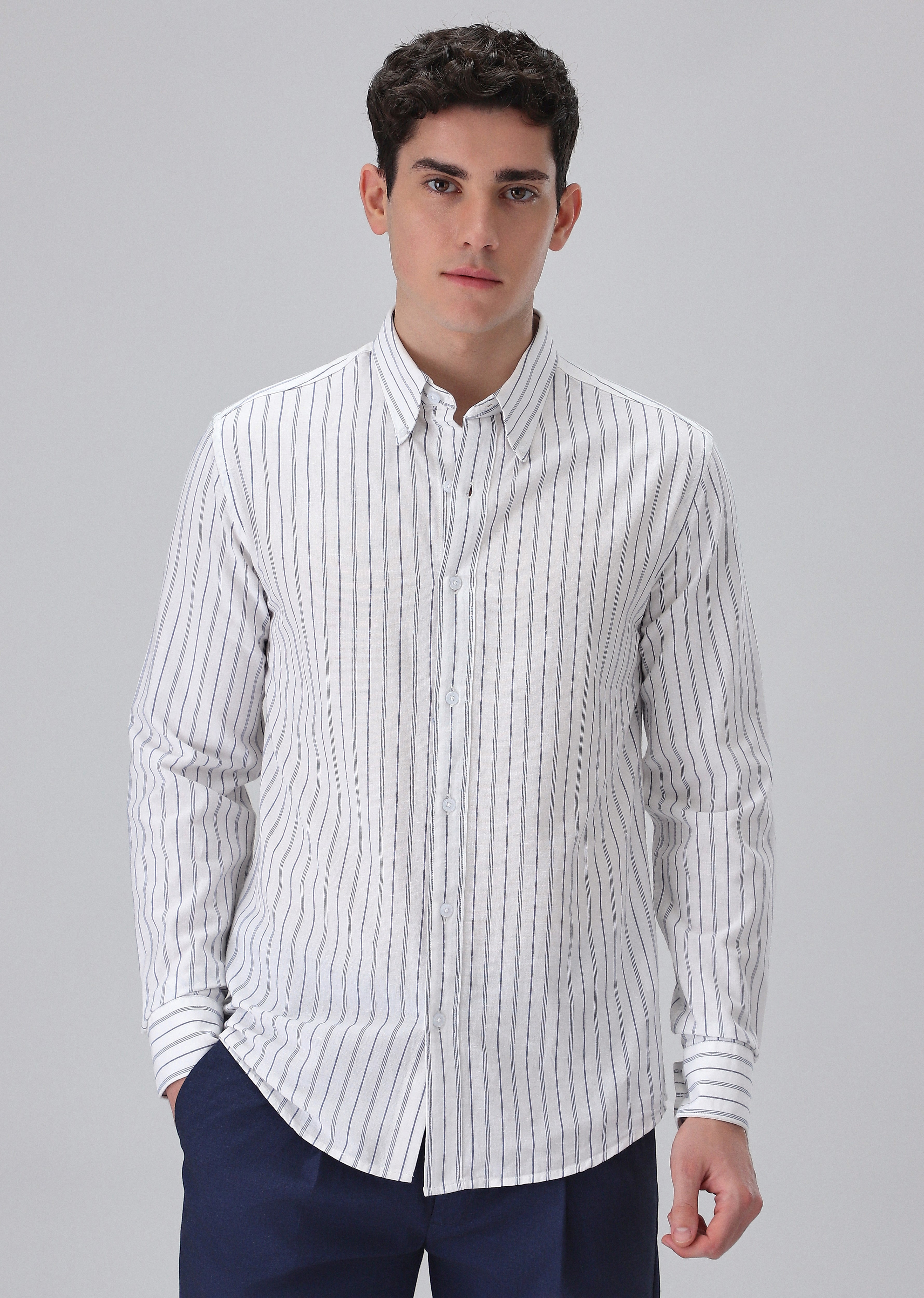 White Cotton Stripe Shirt