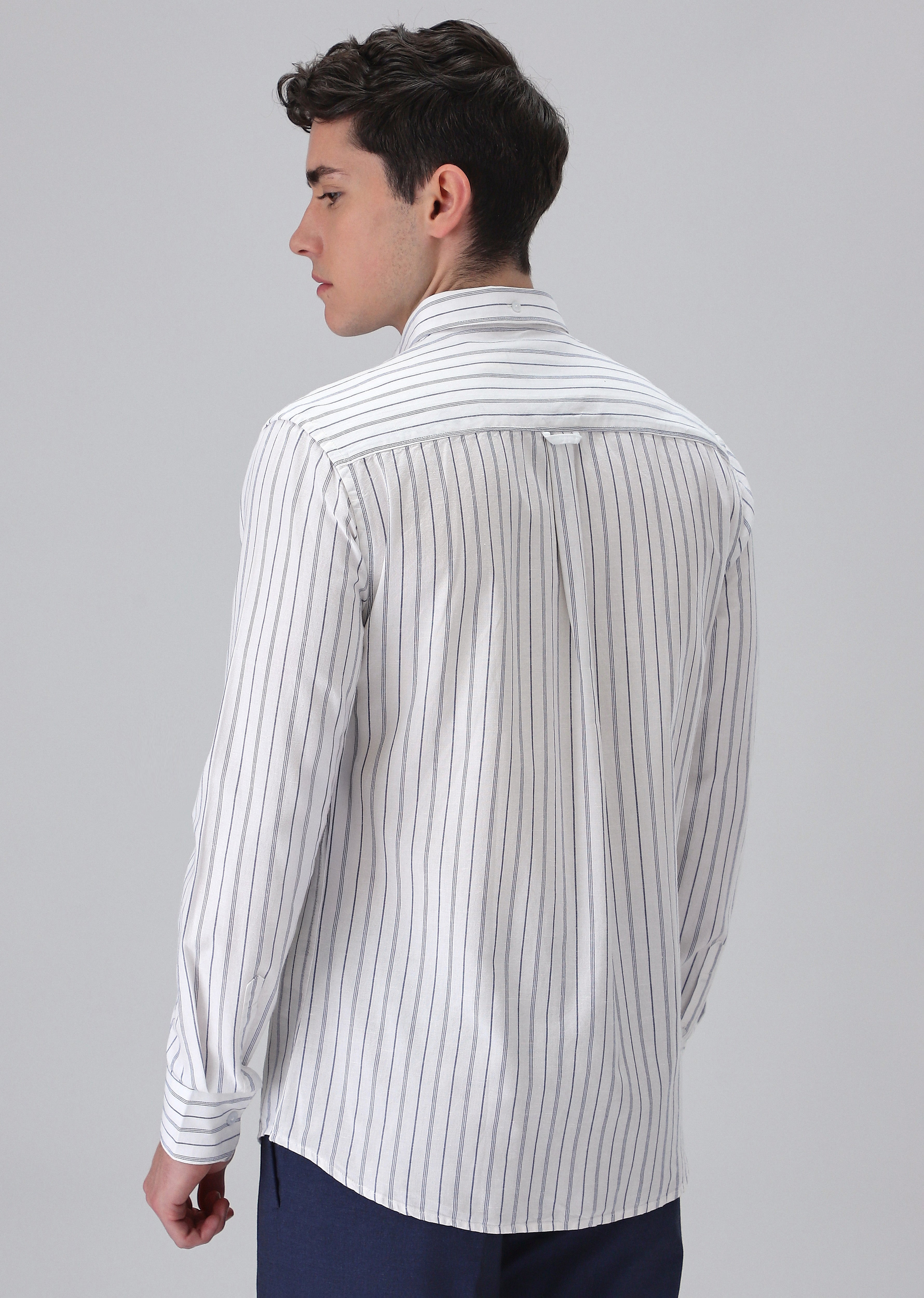 White Cotton Stripe Shirt