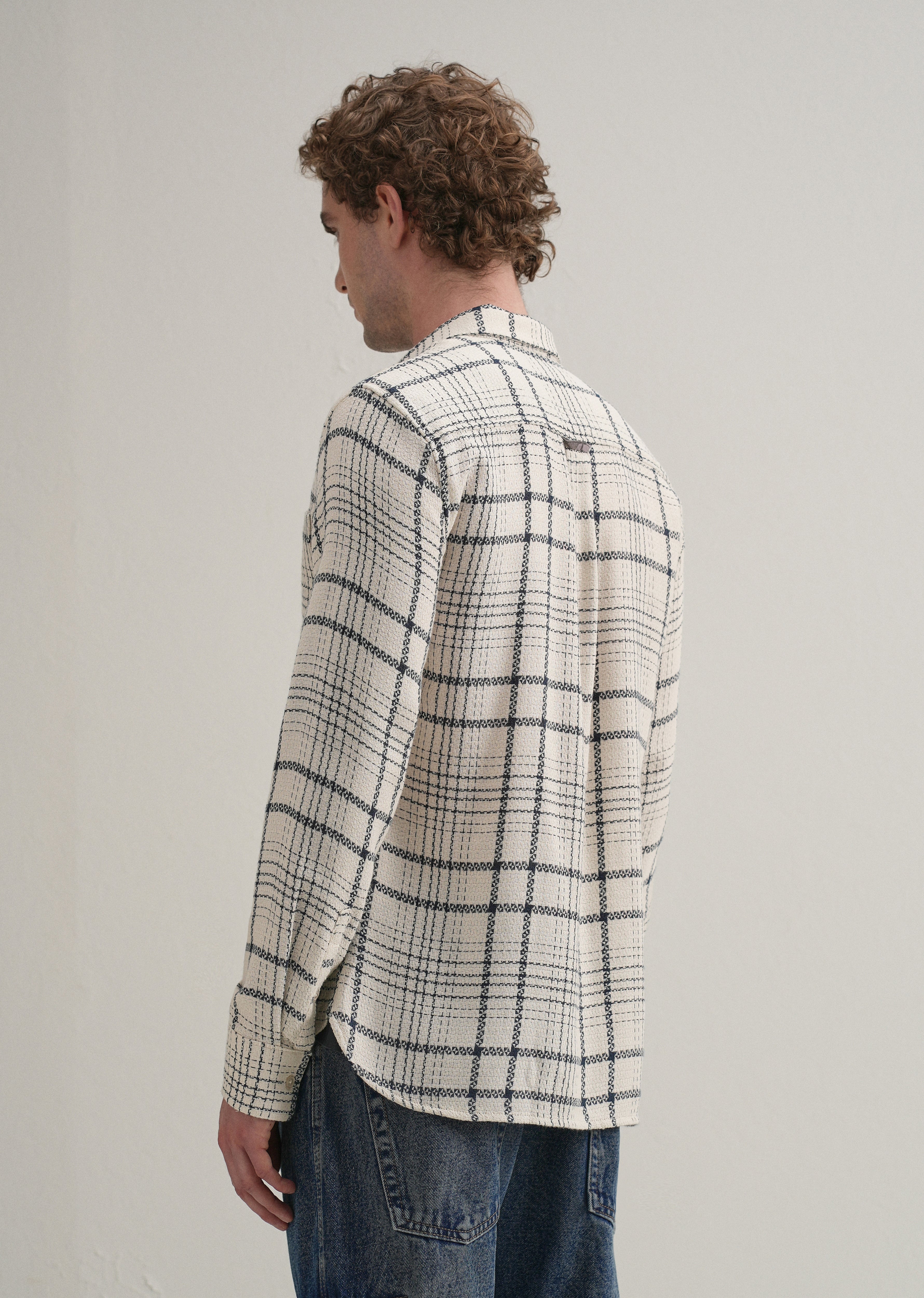 White Dobby Check Shirt