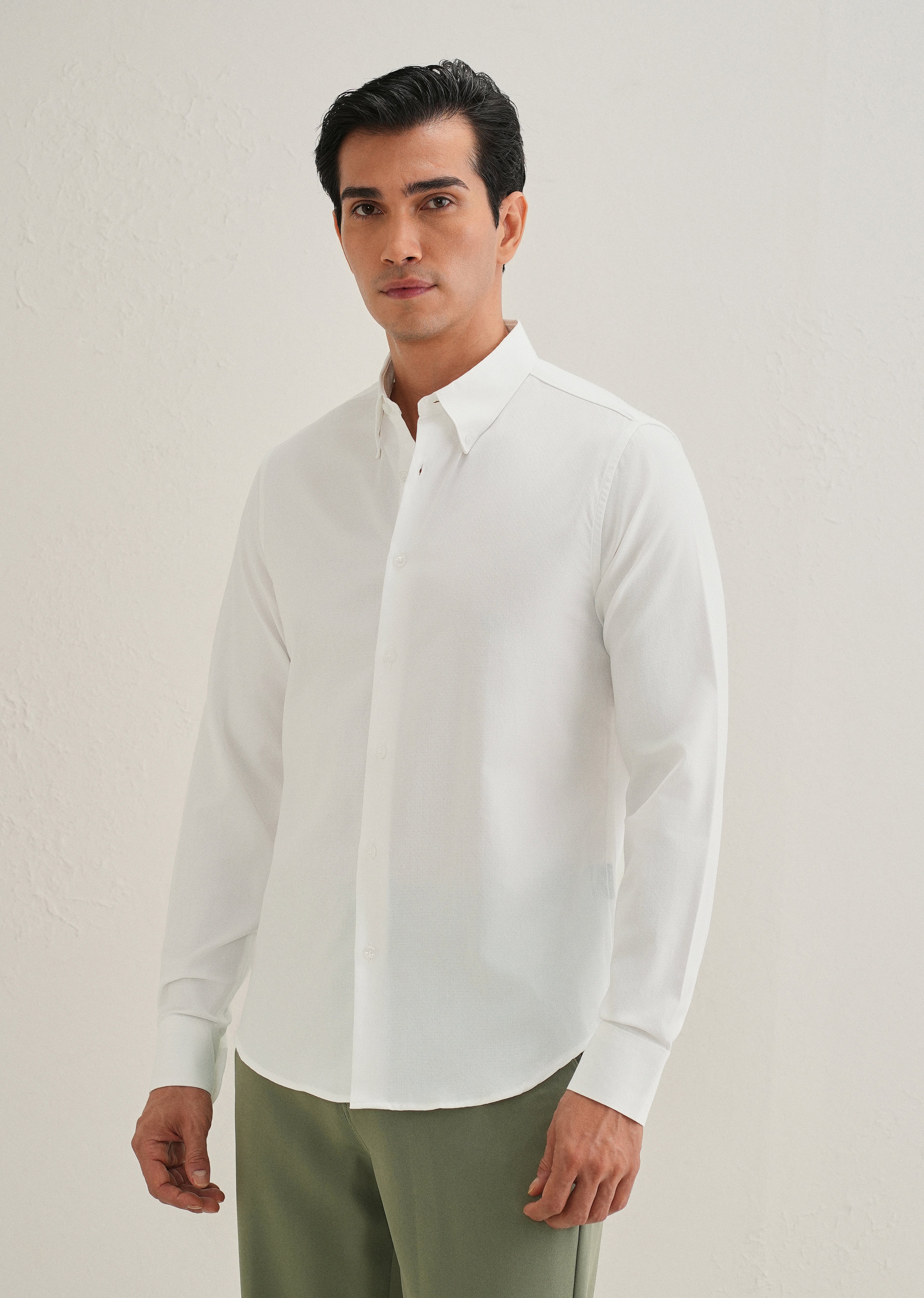 White Dobby Micro-Check Shirt