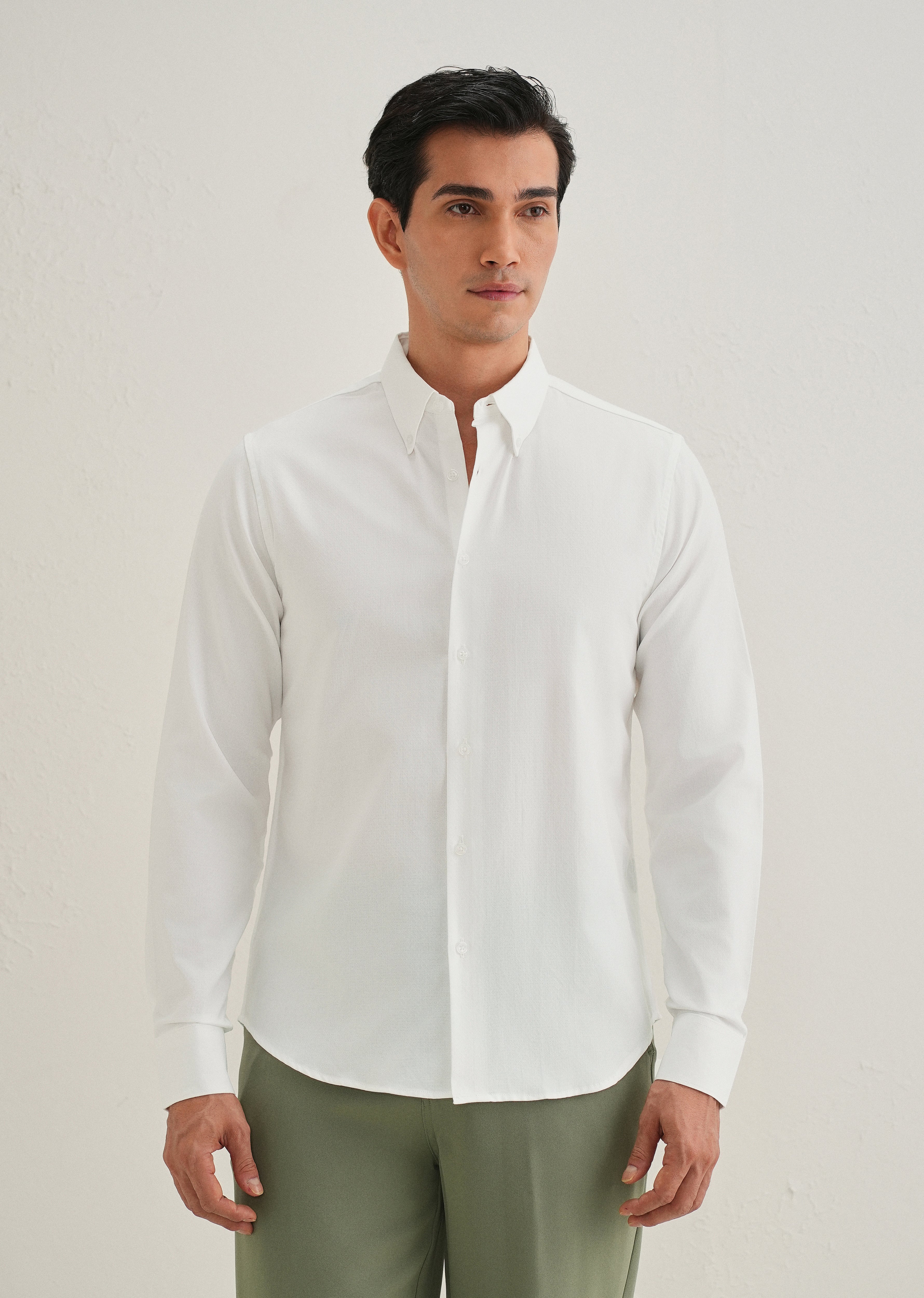 White Dobby Micro-Check Shirt