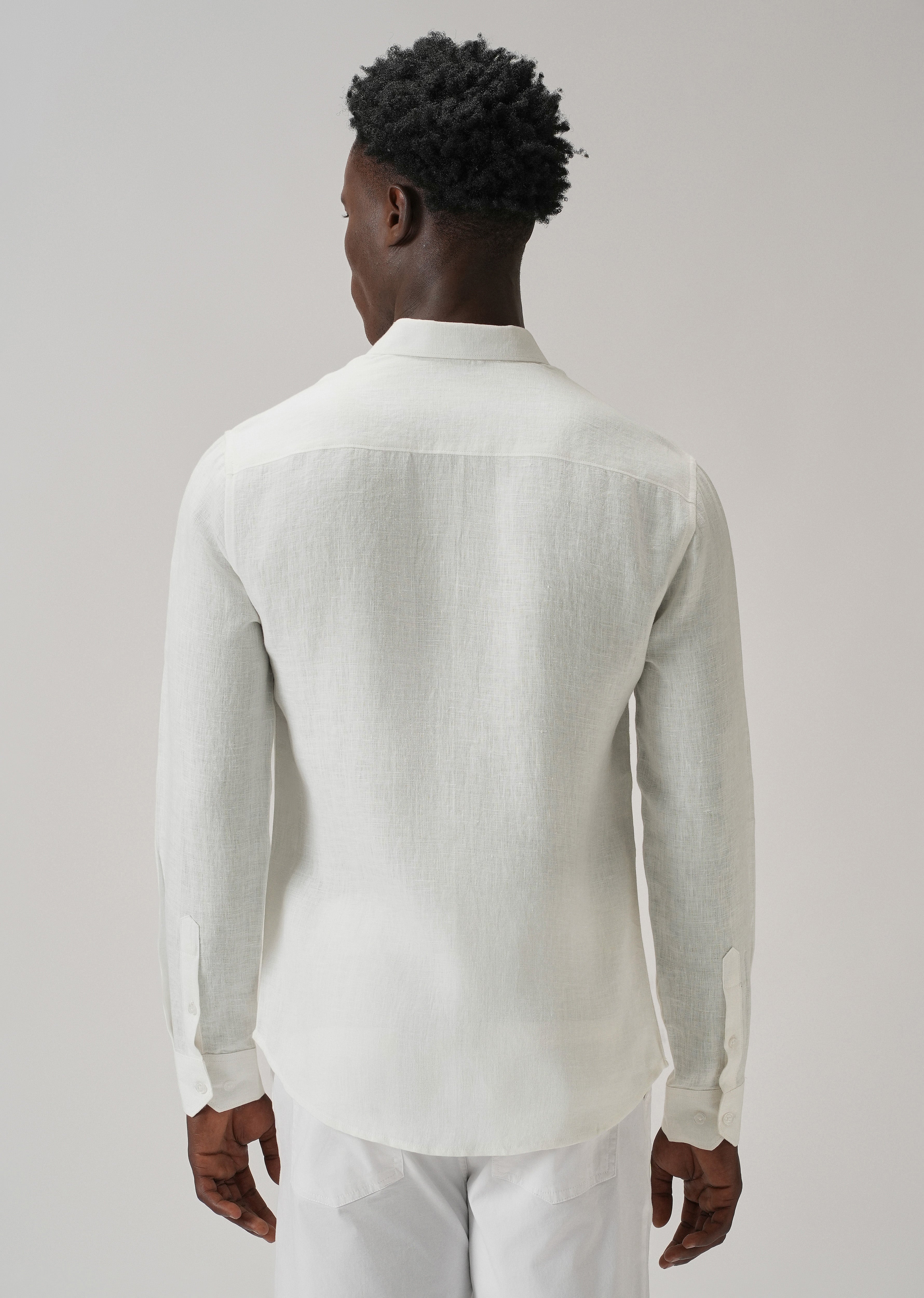 White Double Pocket 100% Pure Irish Linen Shirt