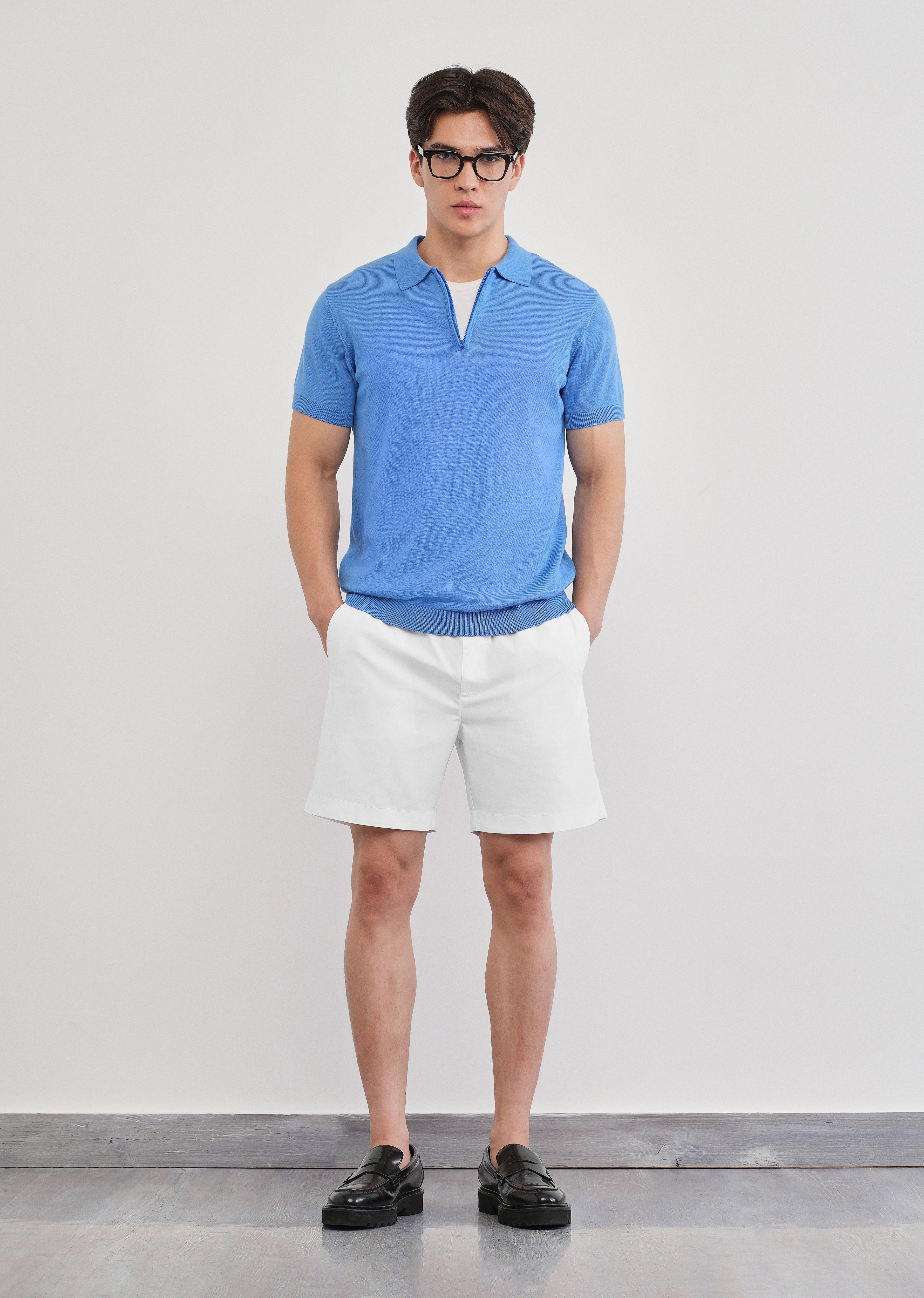 White Drawstring Cotton Shorts