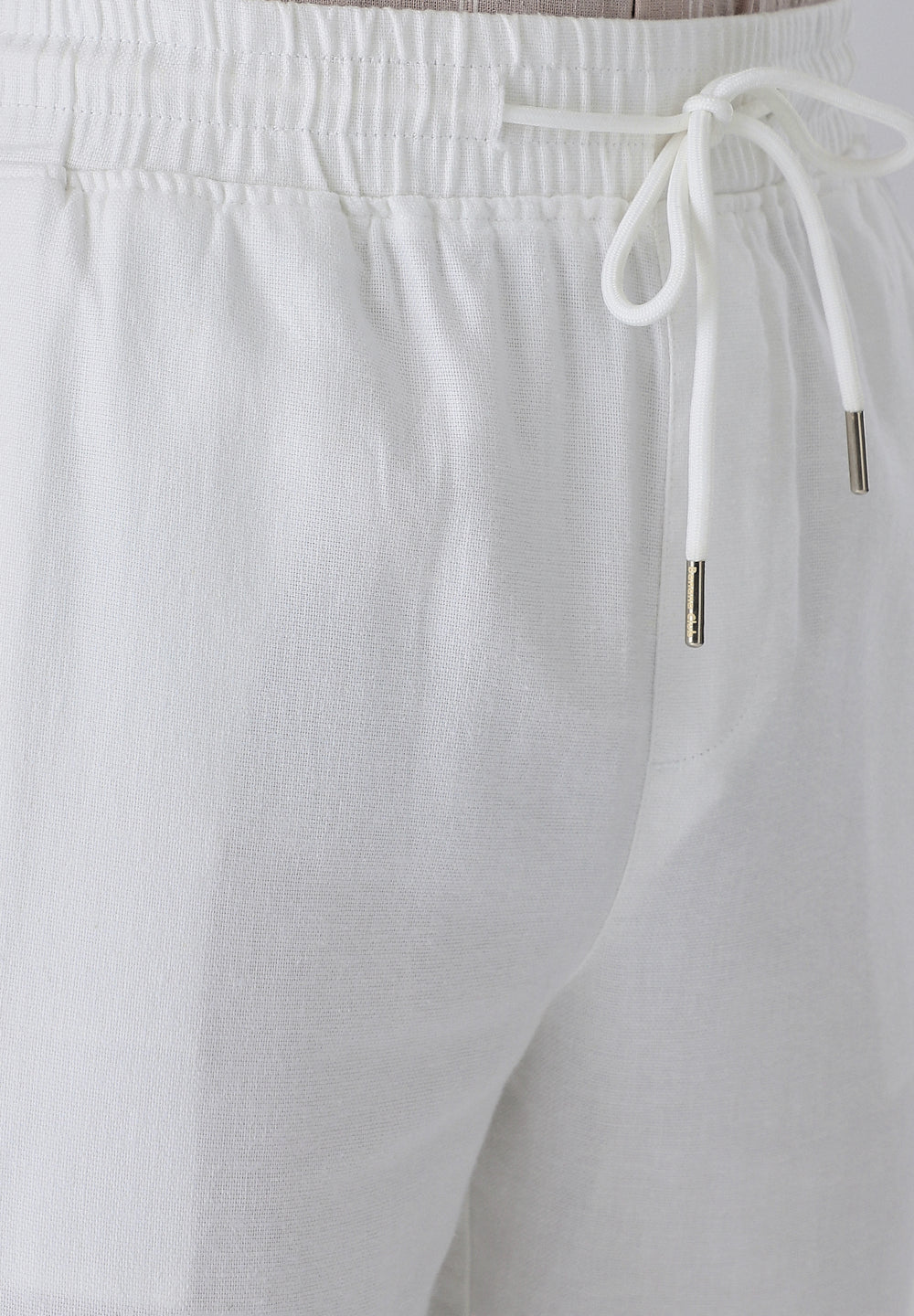 White Drawstring Linen Pant