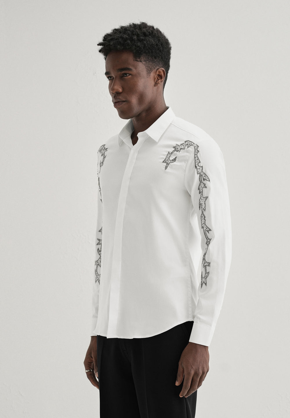 White Embellished Designer Shirt