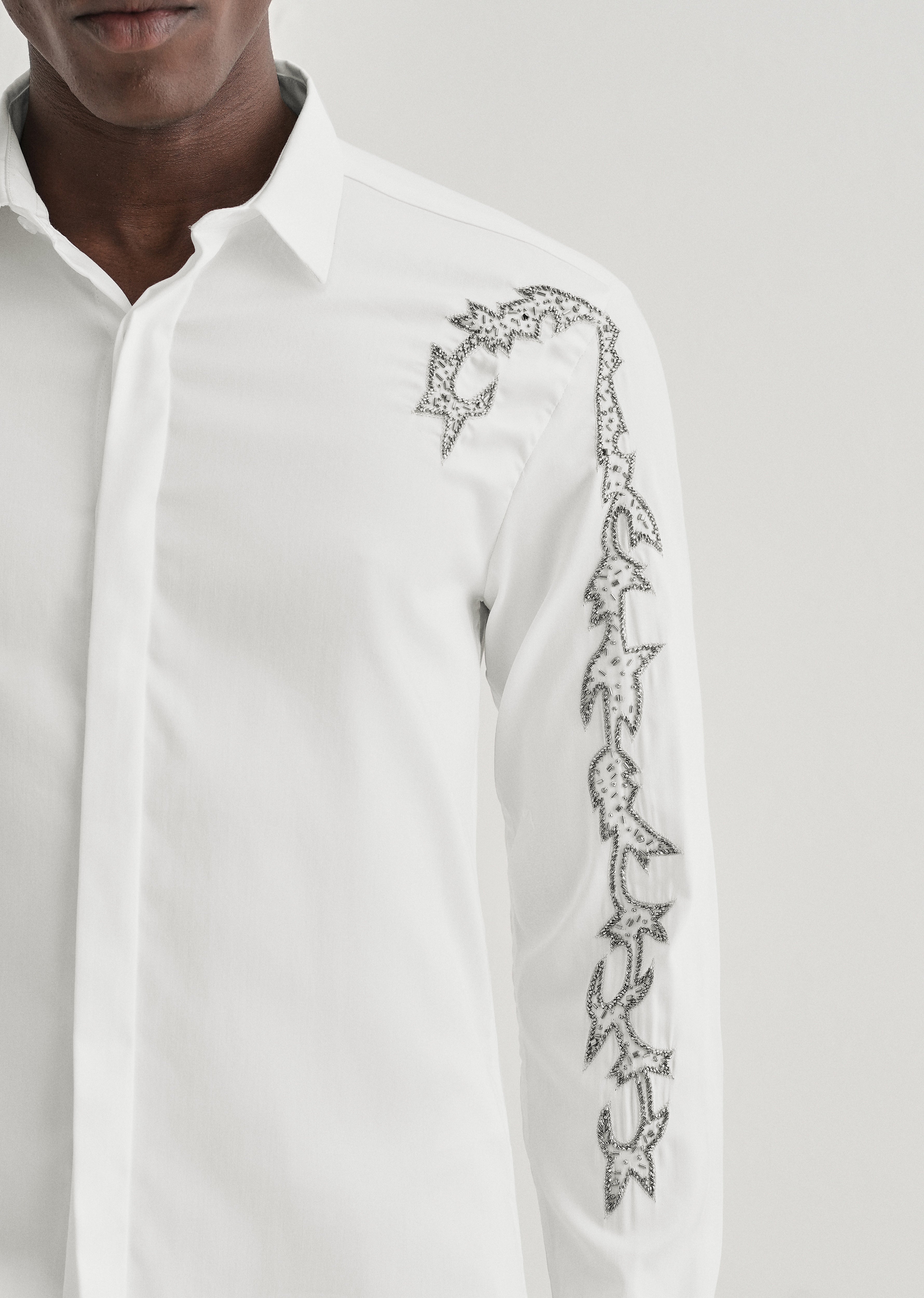 White Embellished Designer Shirt