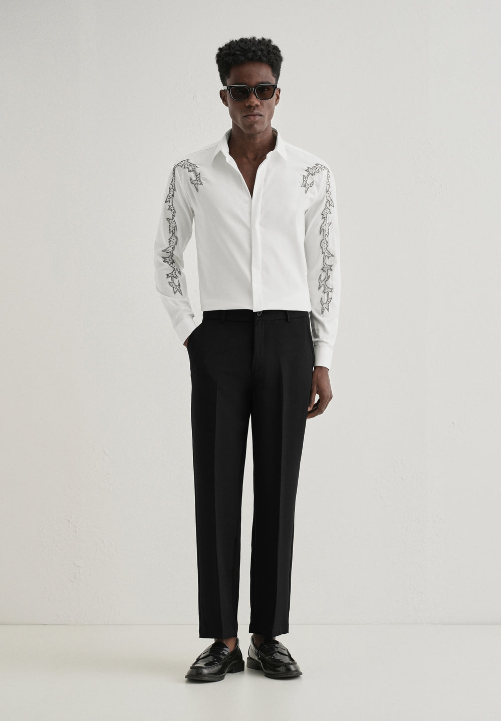 White Embellished Designer Shirt