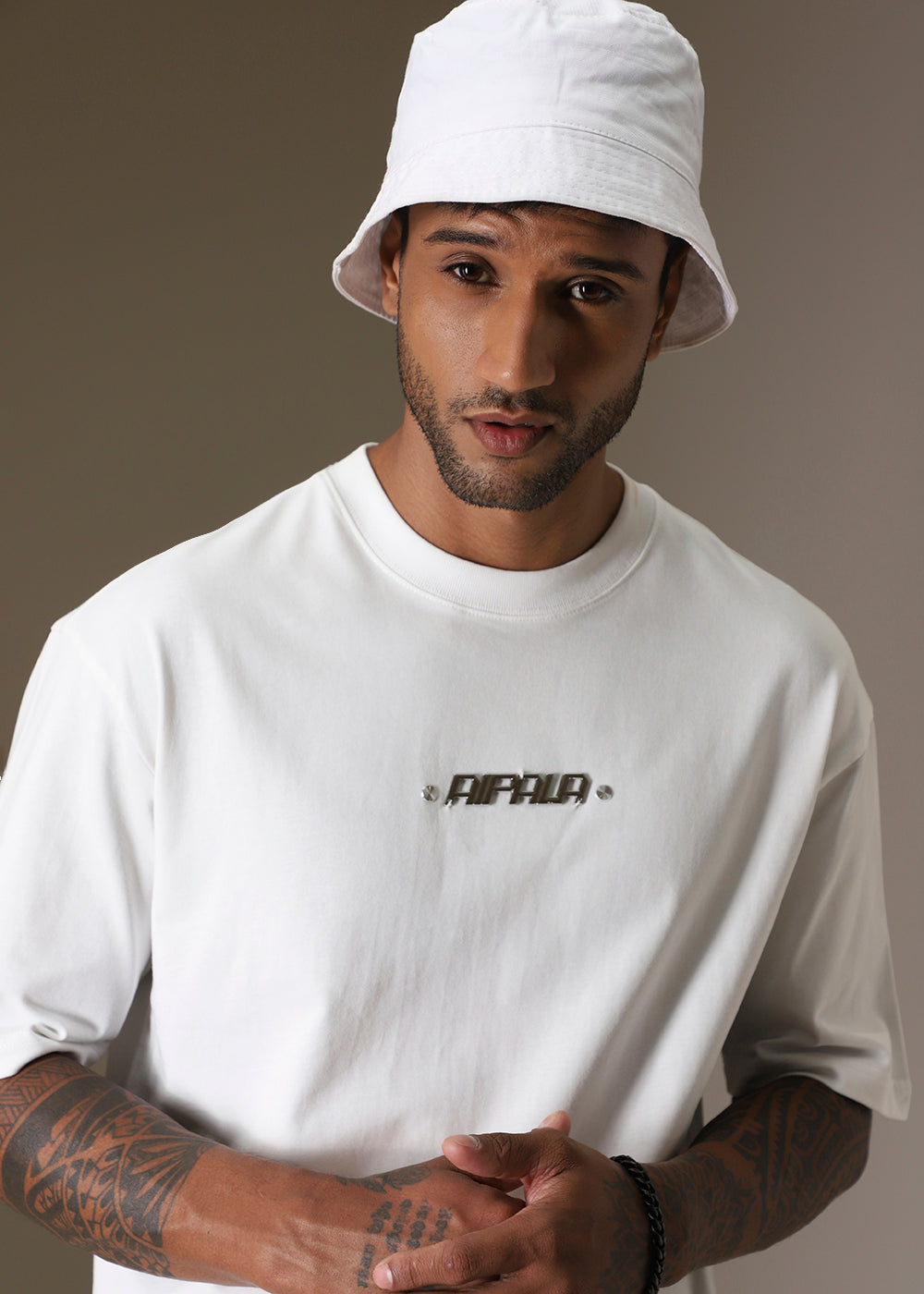 White Plain Embellished Oversized T-shirt