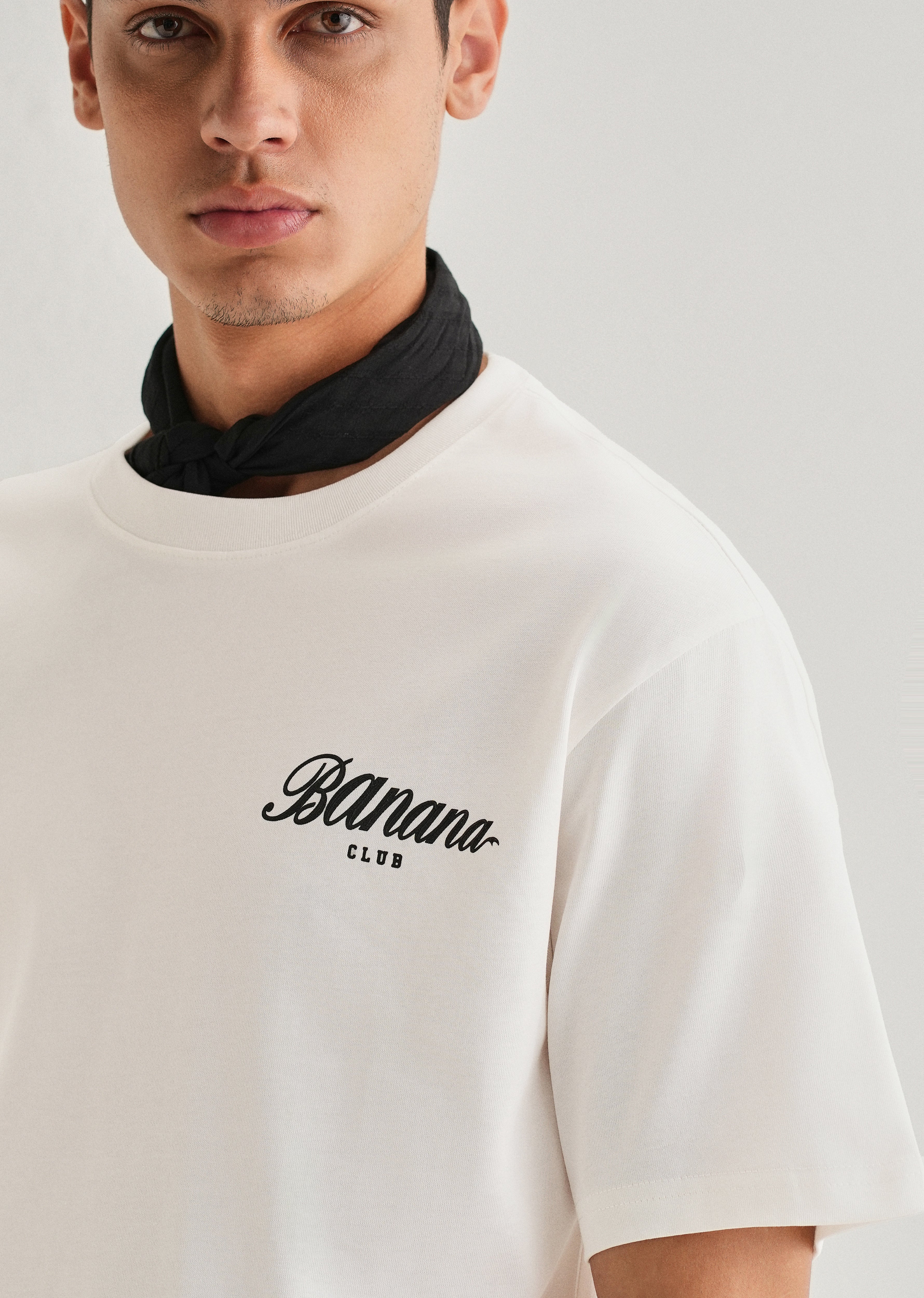 White Embossed Printed Oversized T-shirt