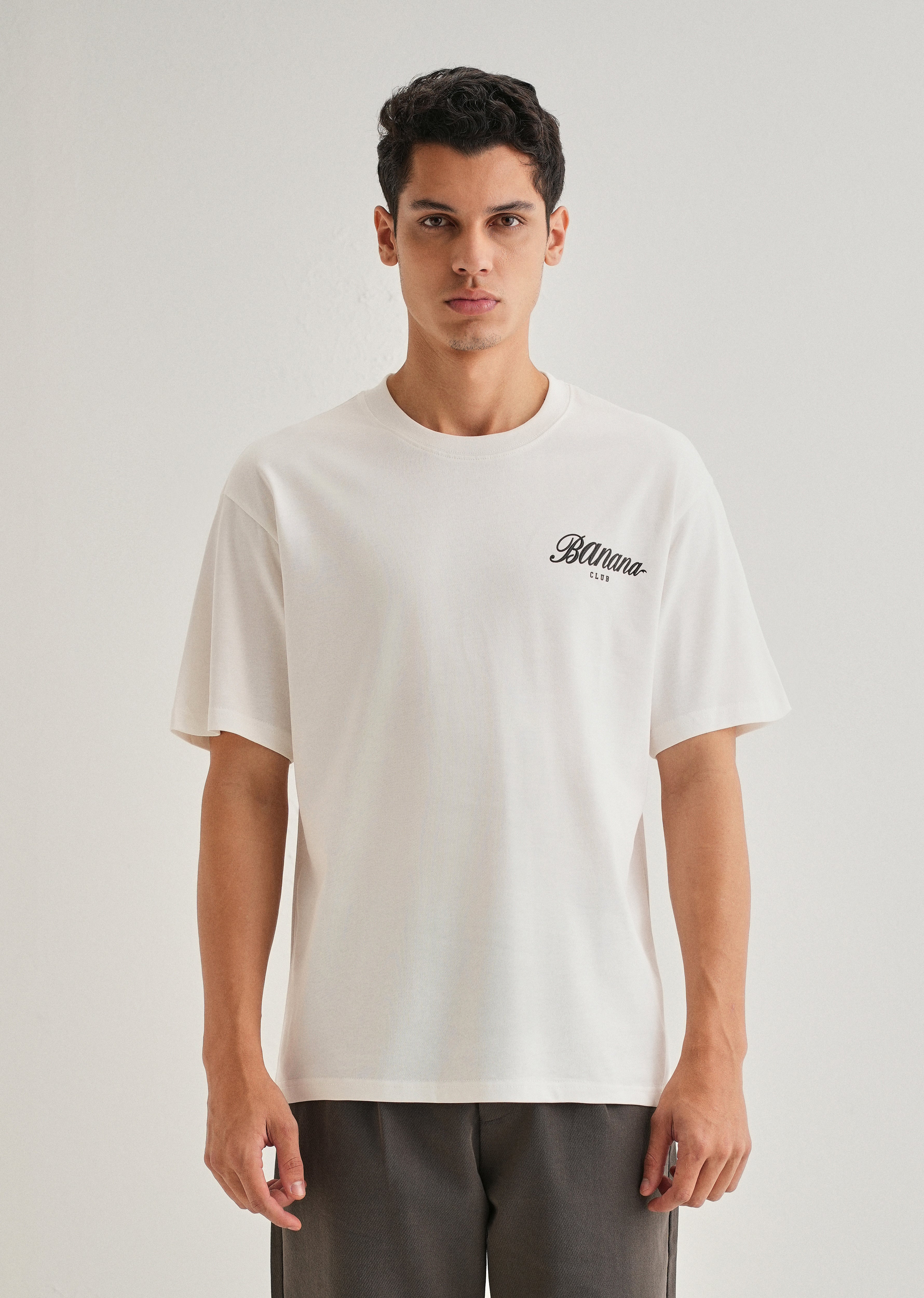 White Embossed Printed Oversized T-shirt