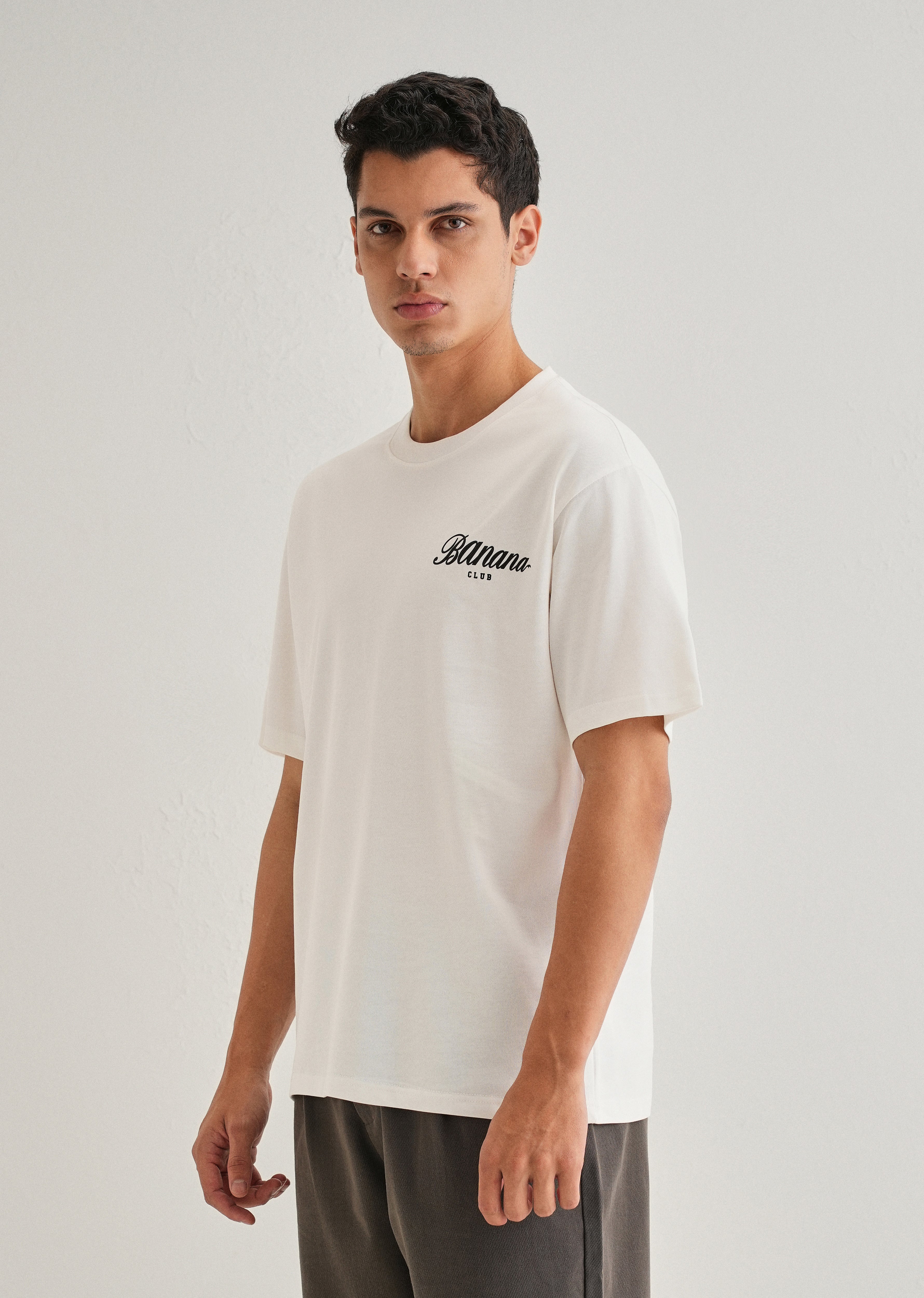White Embossed Printed Oversized T-shirt