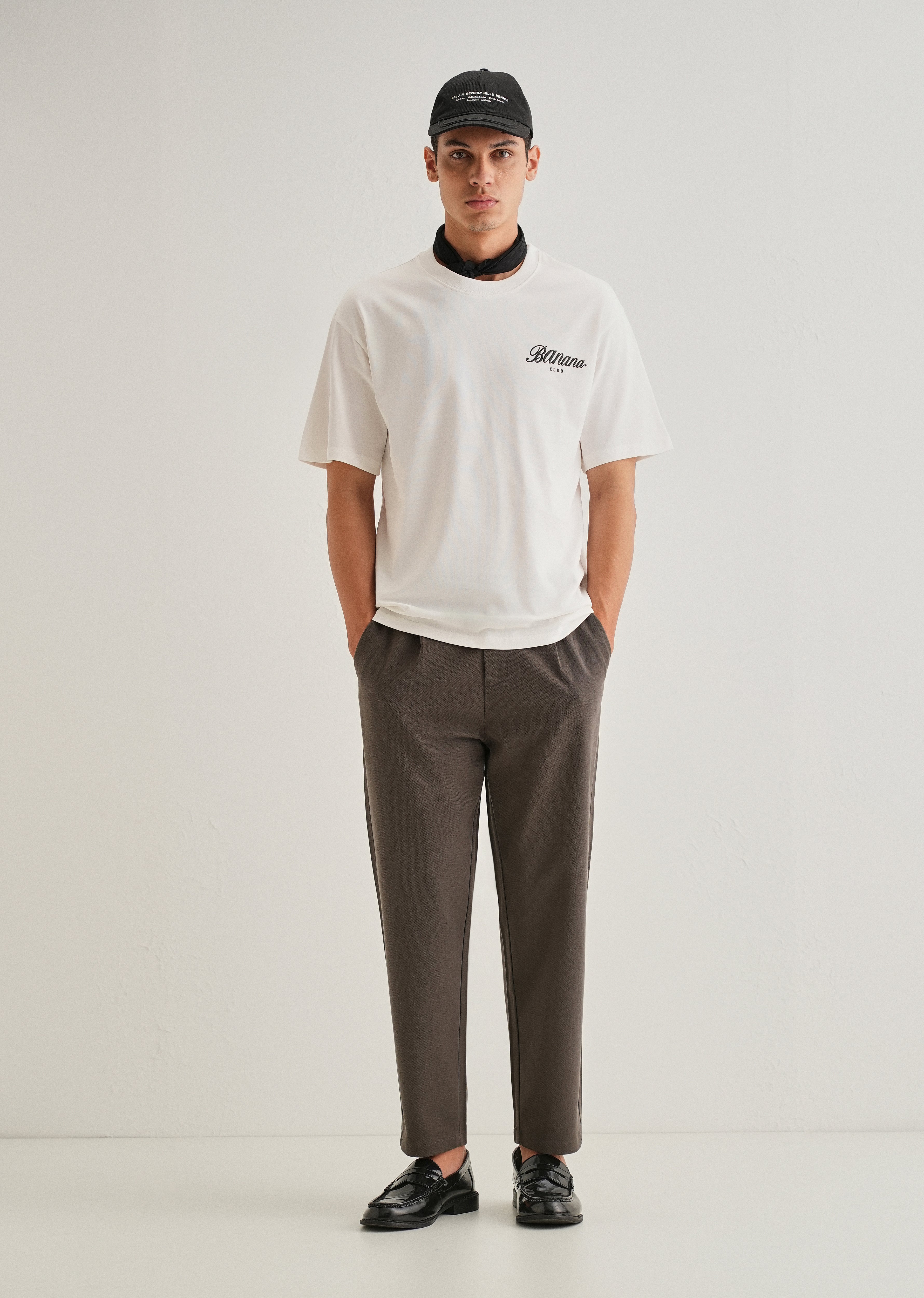 White Embossed Printed Oversized T-shirt