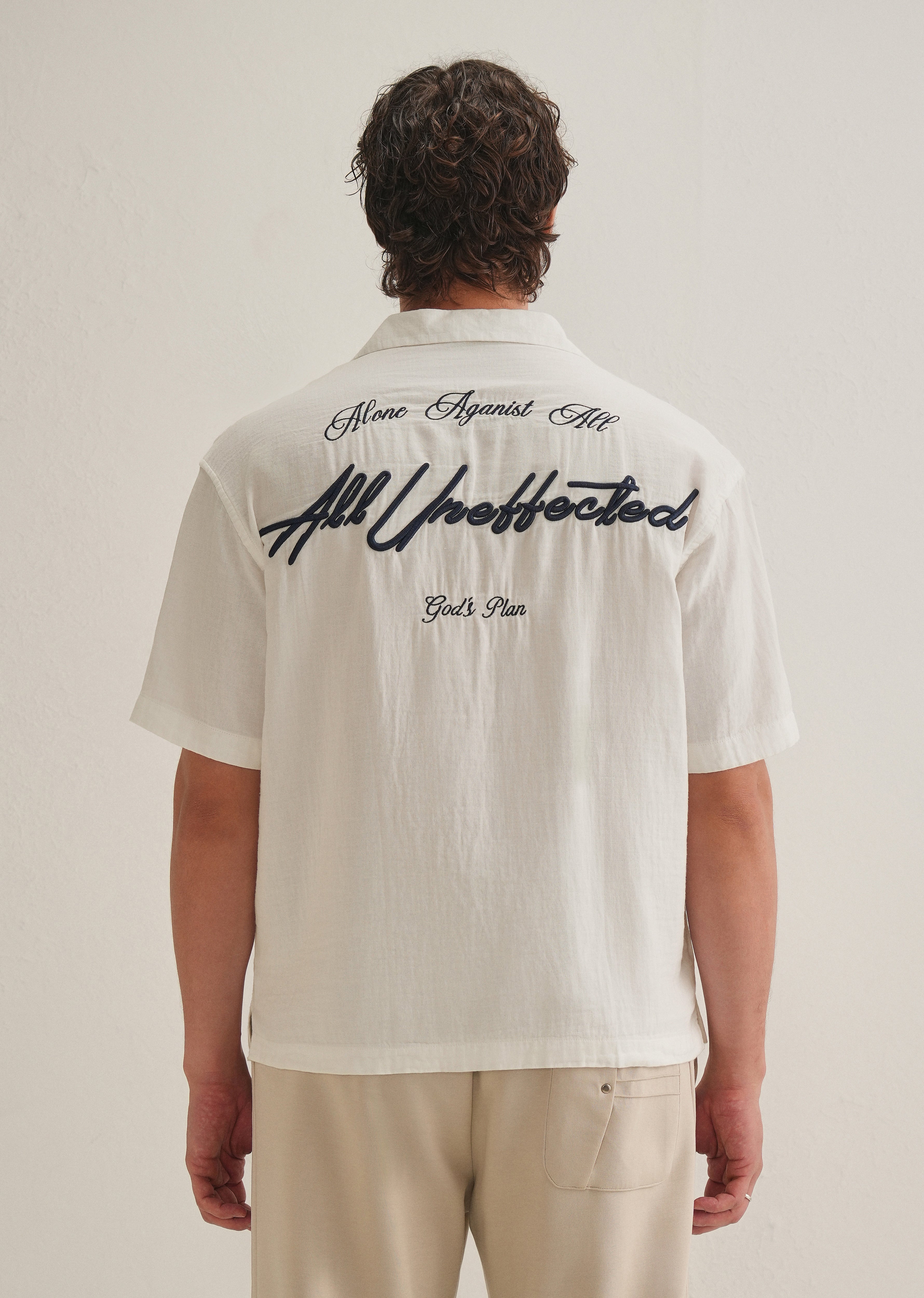 White Embroidered Double Cloth Cotton Shirt