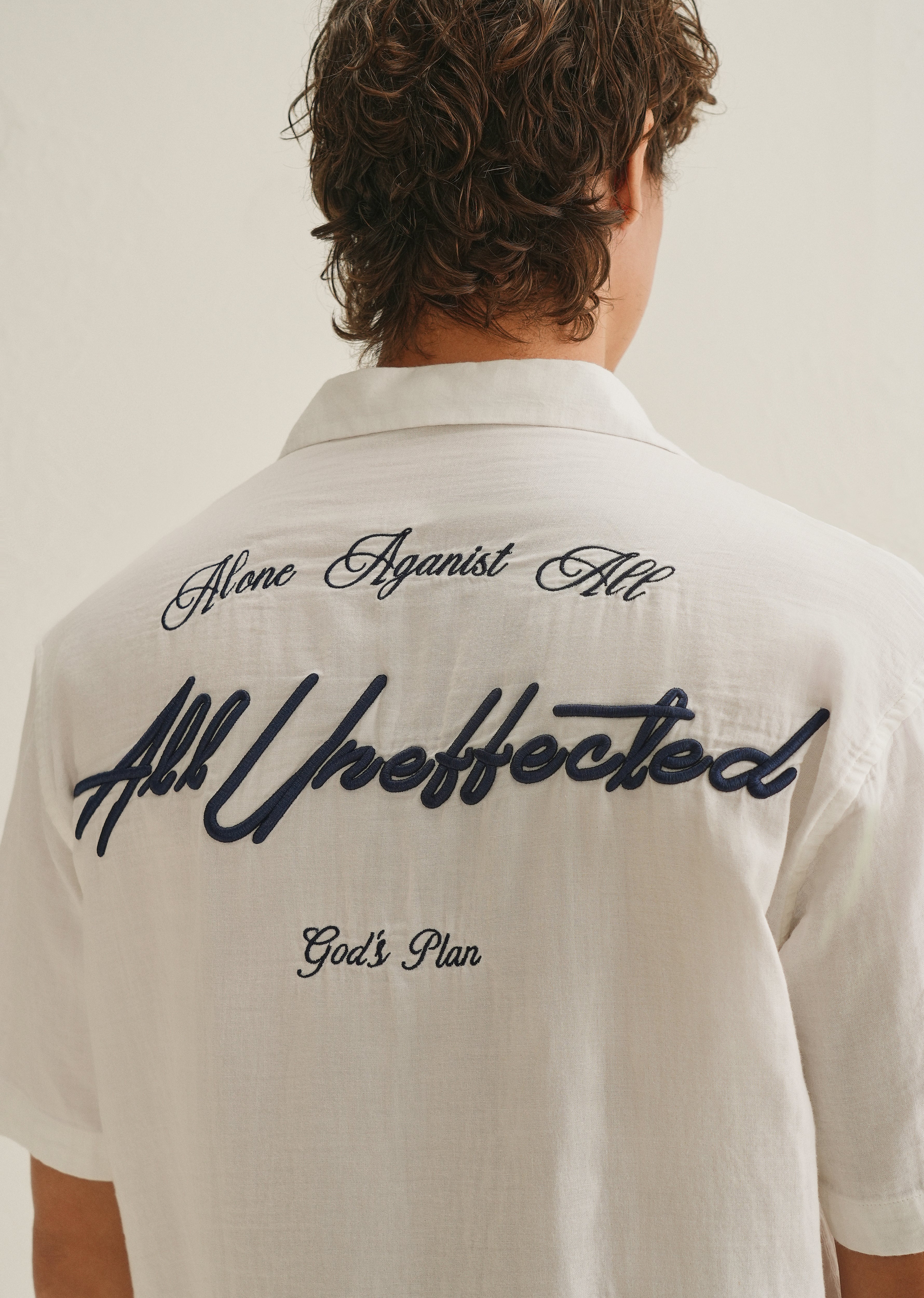 White Embroidered Double Cloth Cotton Shirt