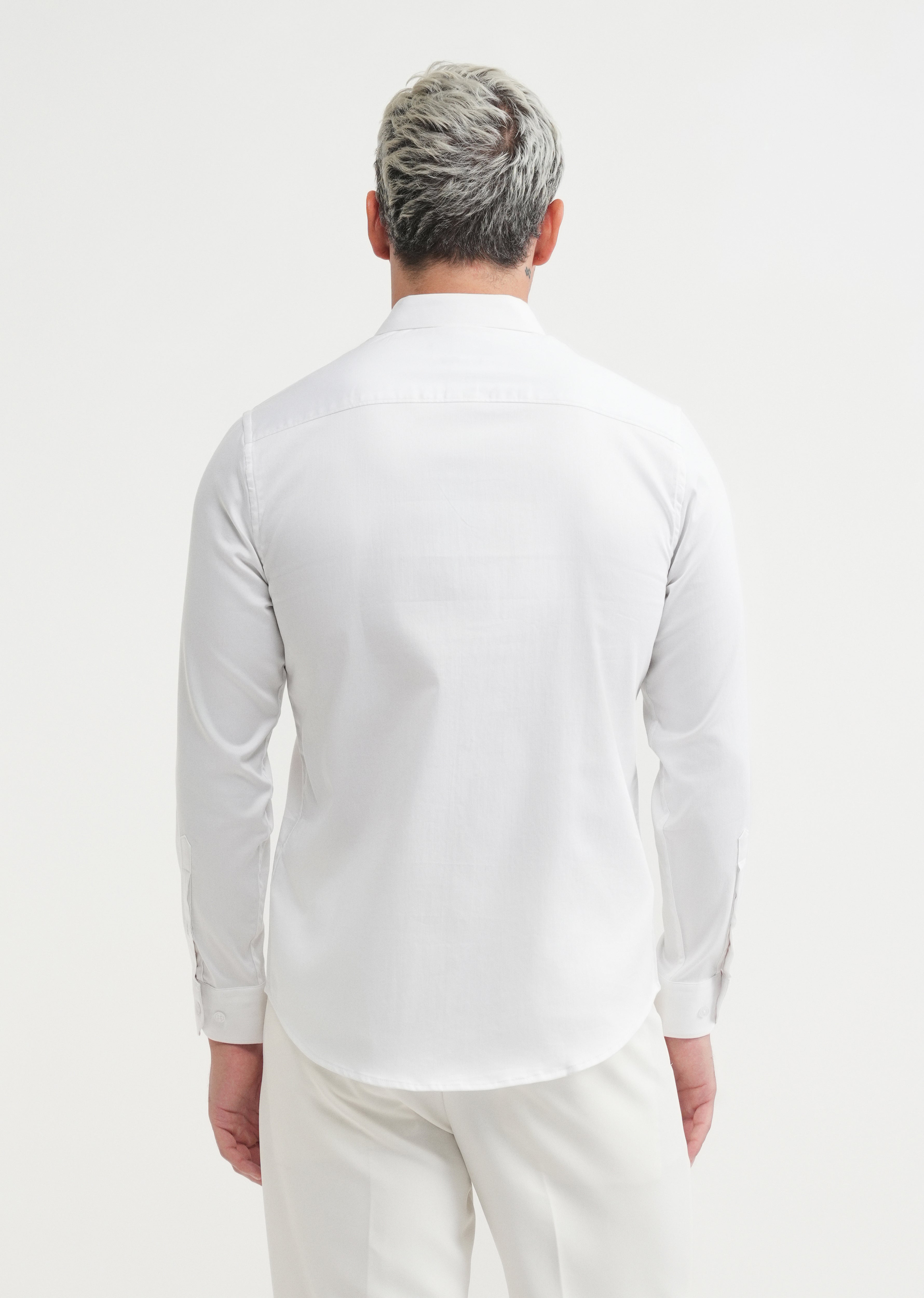 White Floral Embroidery Designer Shirt