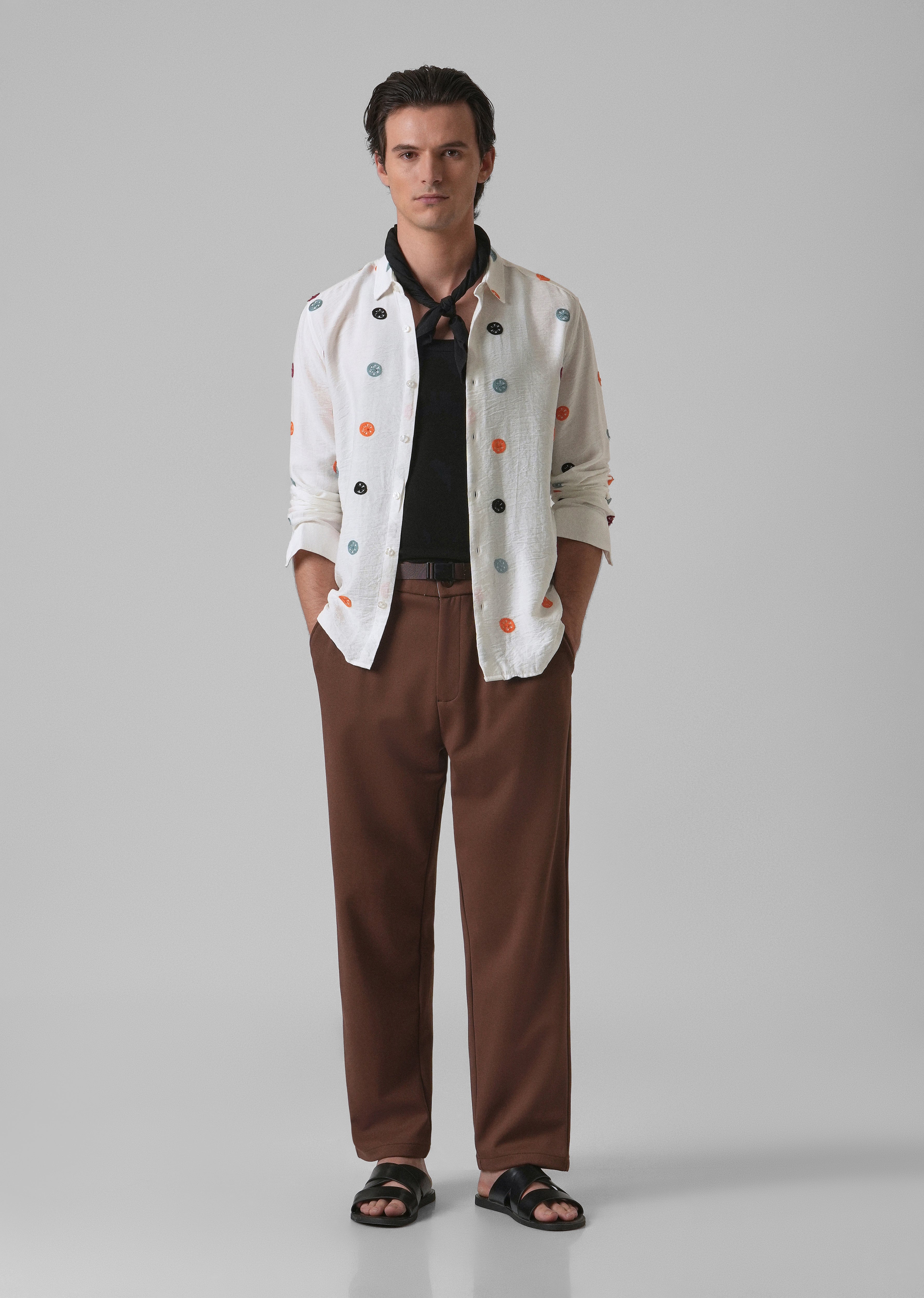 White Florescent Embroidered Shirt