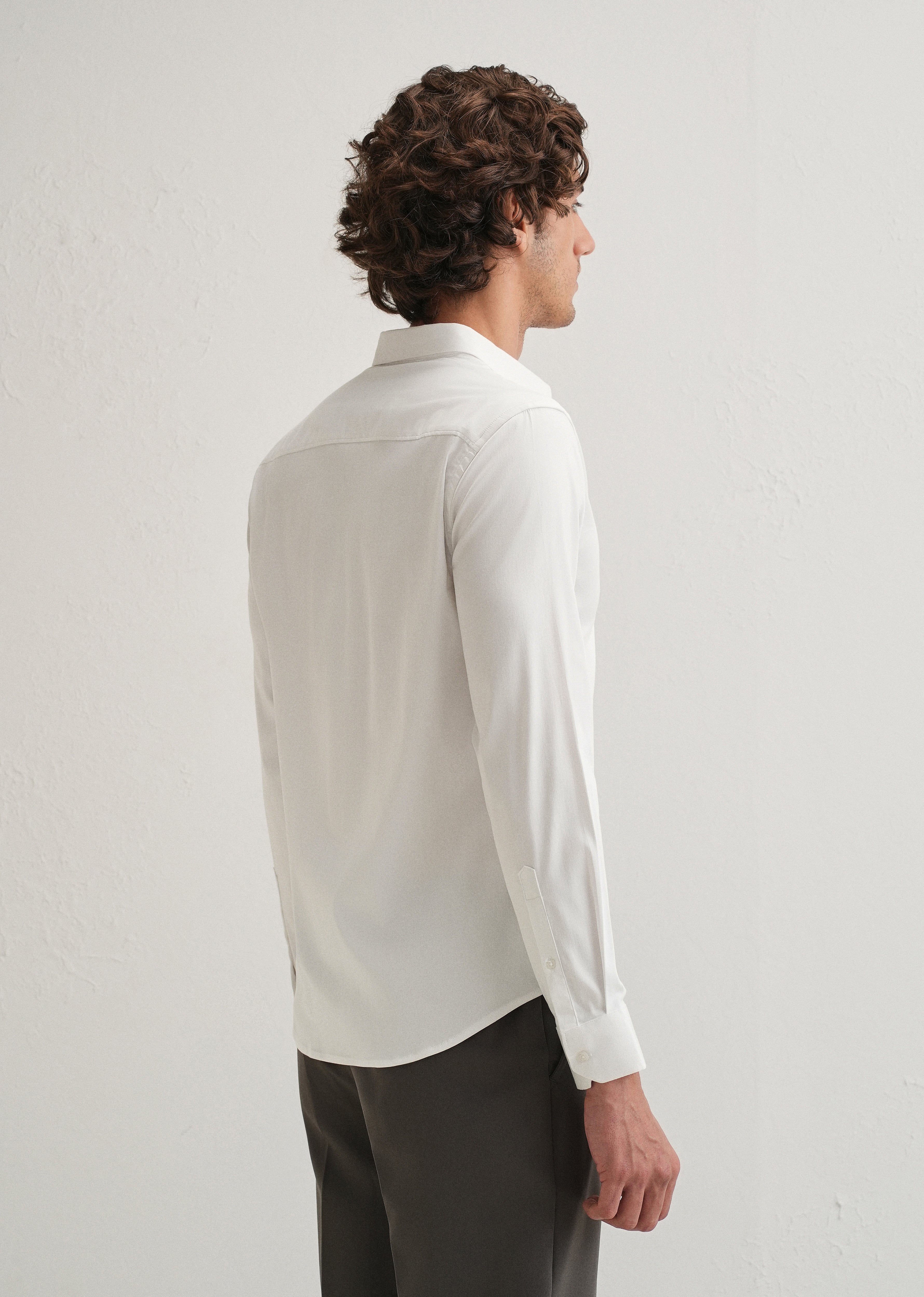 White Front Panel Open Pleat Shirt