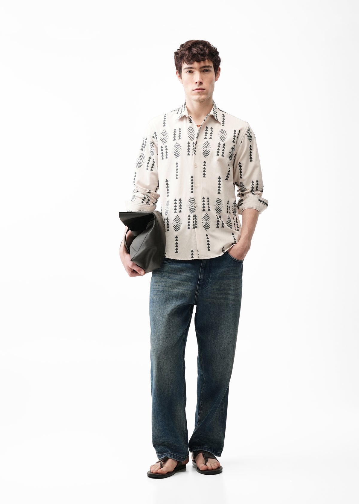 Beige Aztec Jacquard Shirt