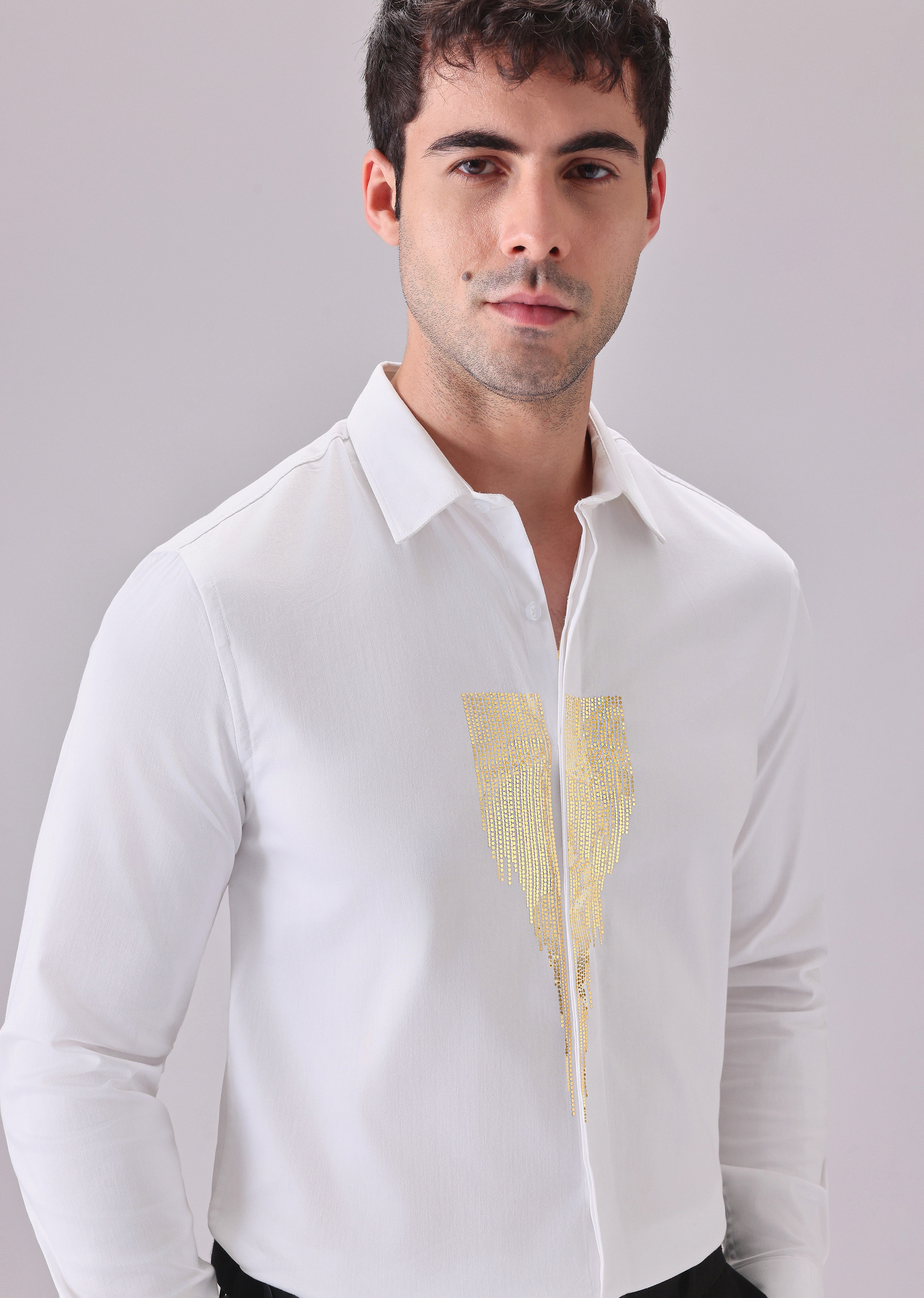 White Glimmer Designer Shirt