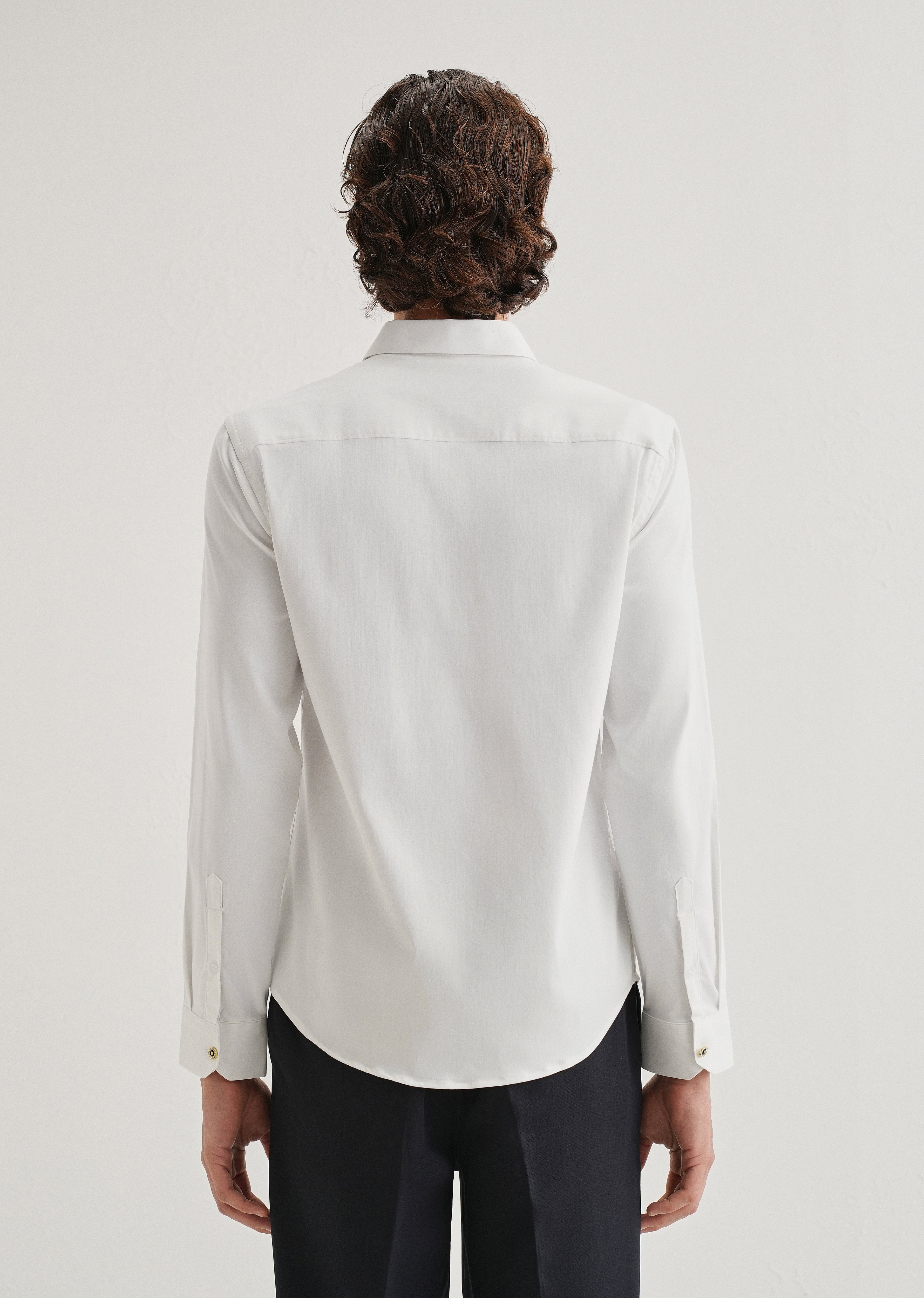 White Glossy Gold Embellished Button Shirt