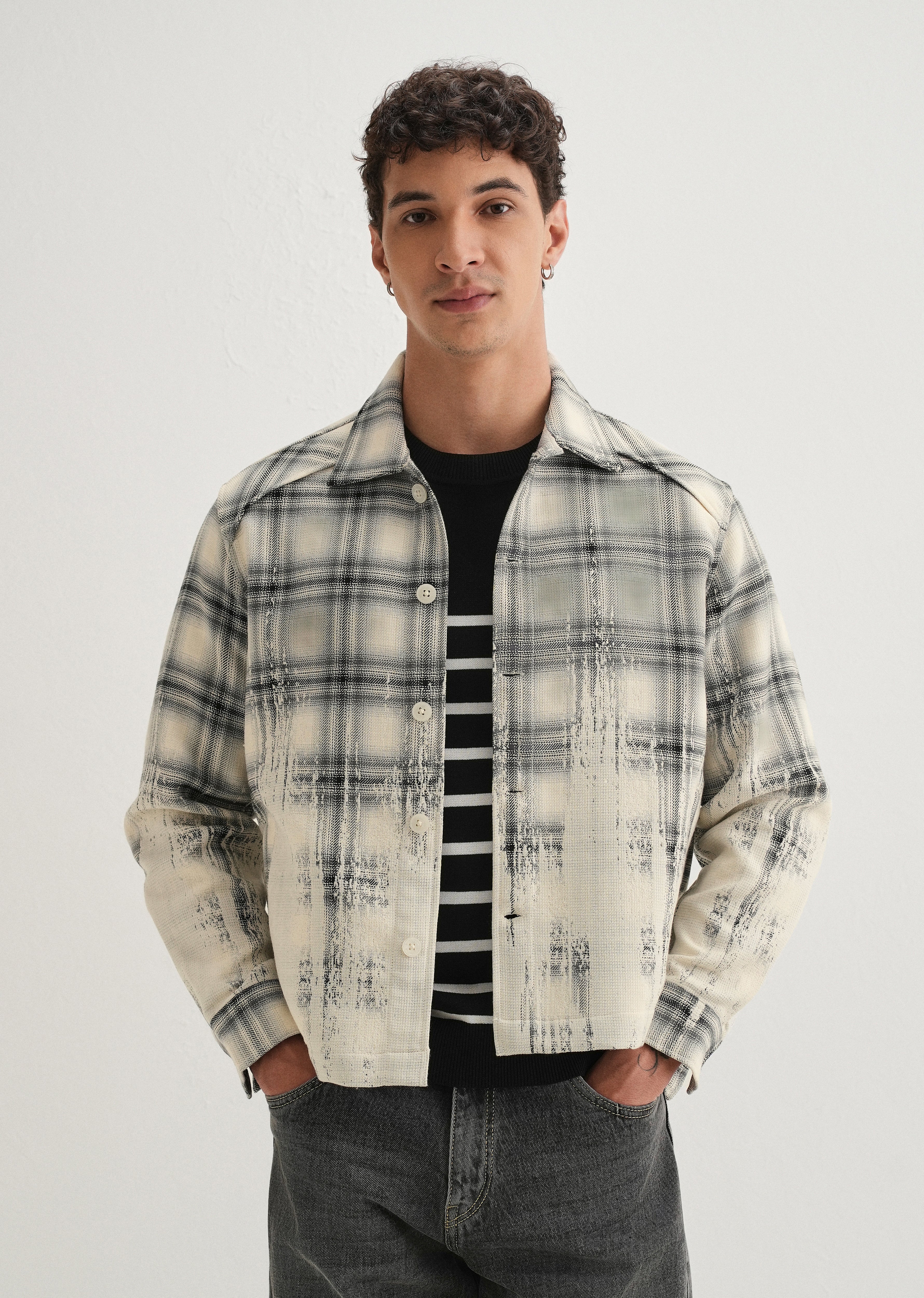 Off-White Gradient Grunge Check Shacket