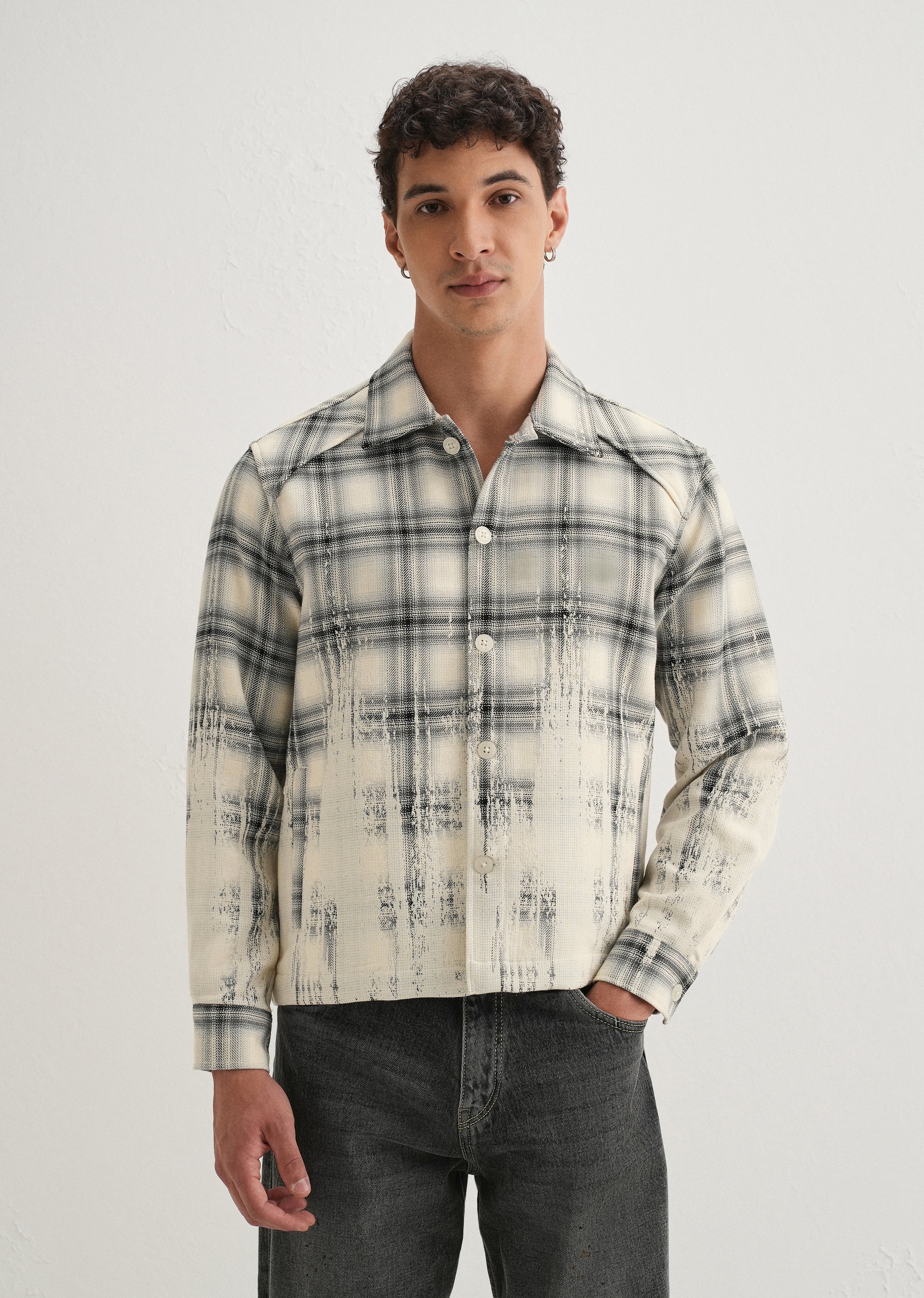 Off-White Gradient Grunge Check Shacket
