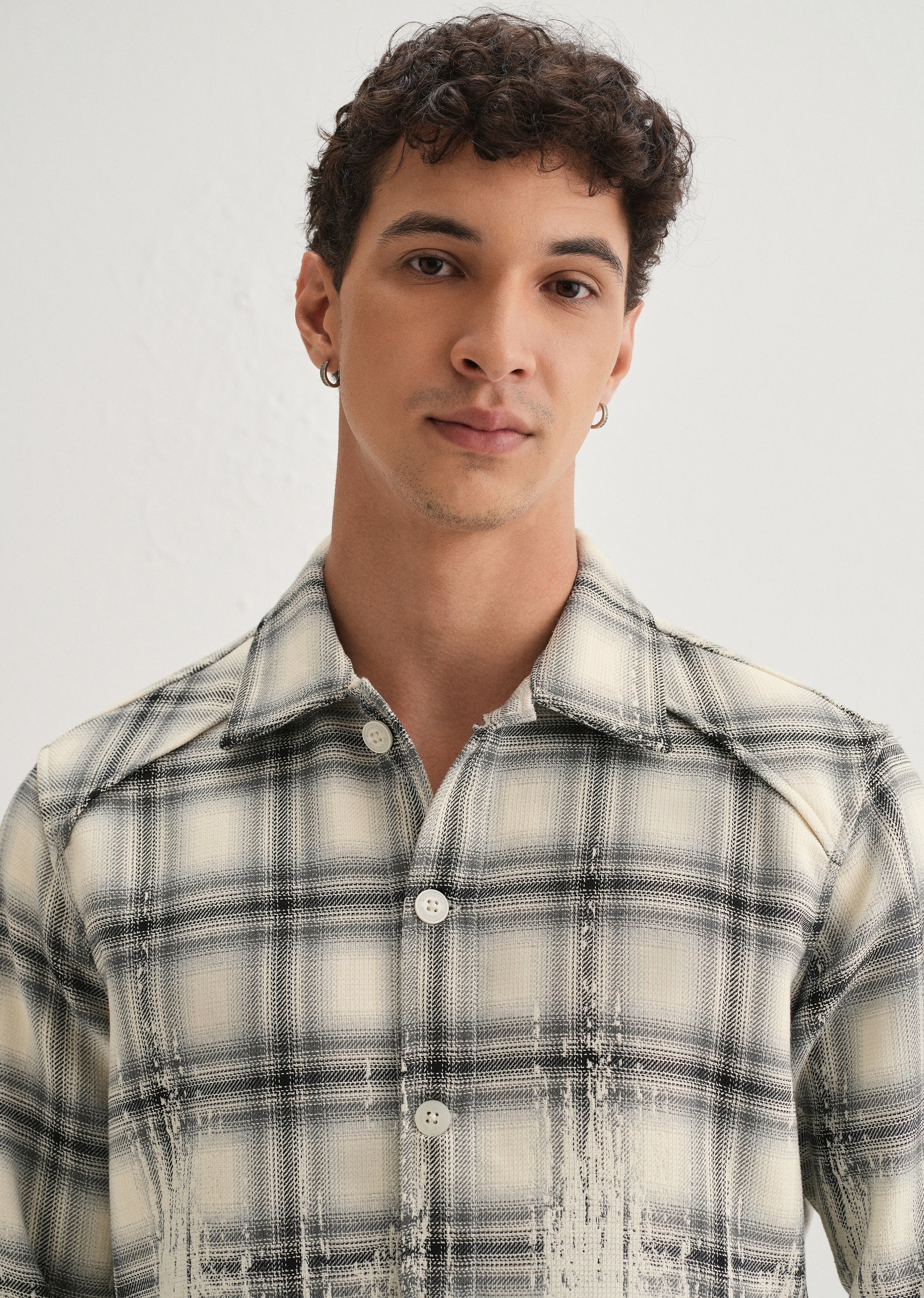 Off-White Gradient Grunge Check Shacket