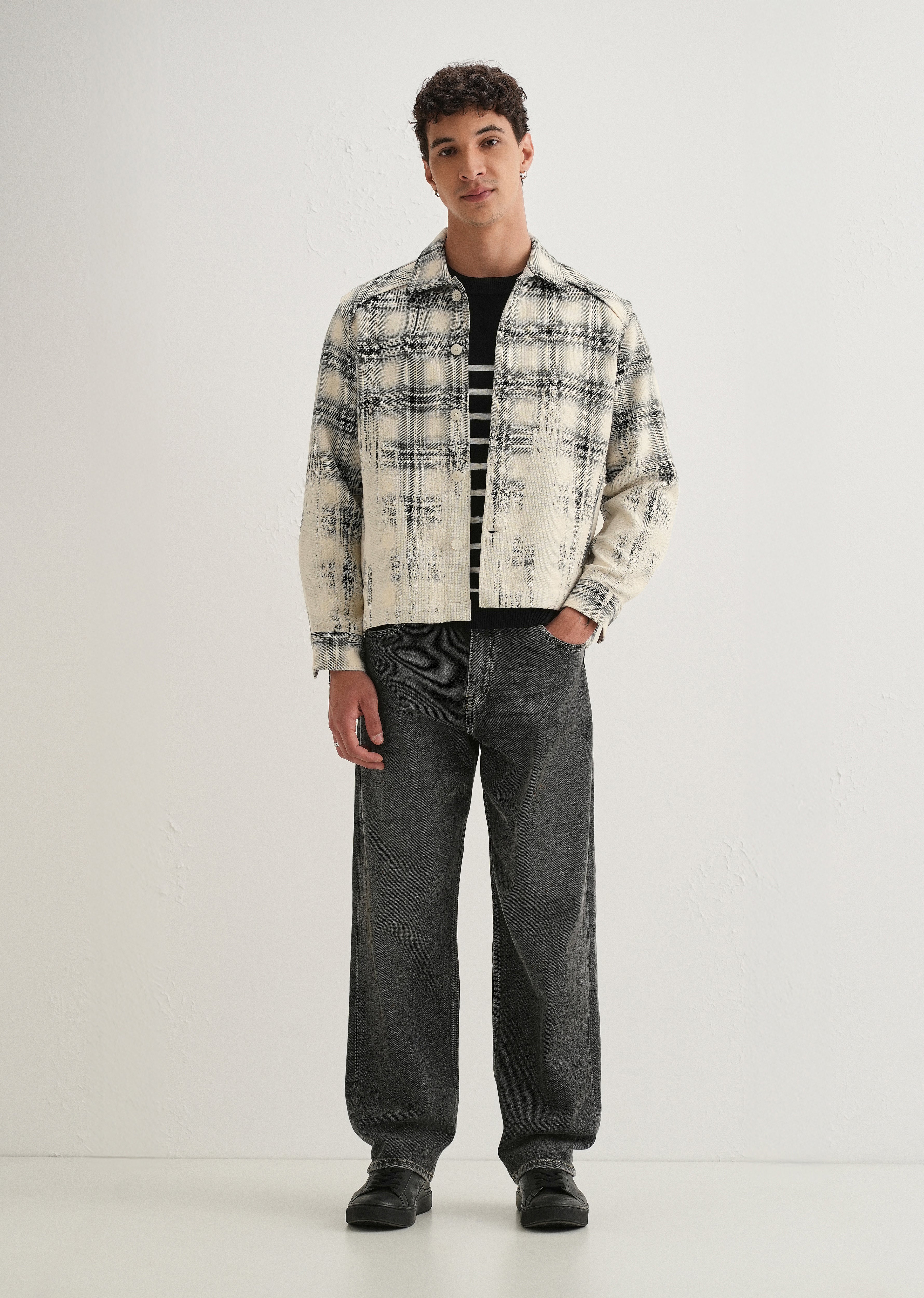 Off-White Gradient Grunge Check Shacket