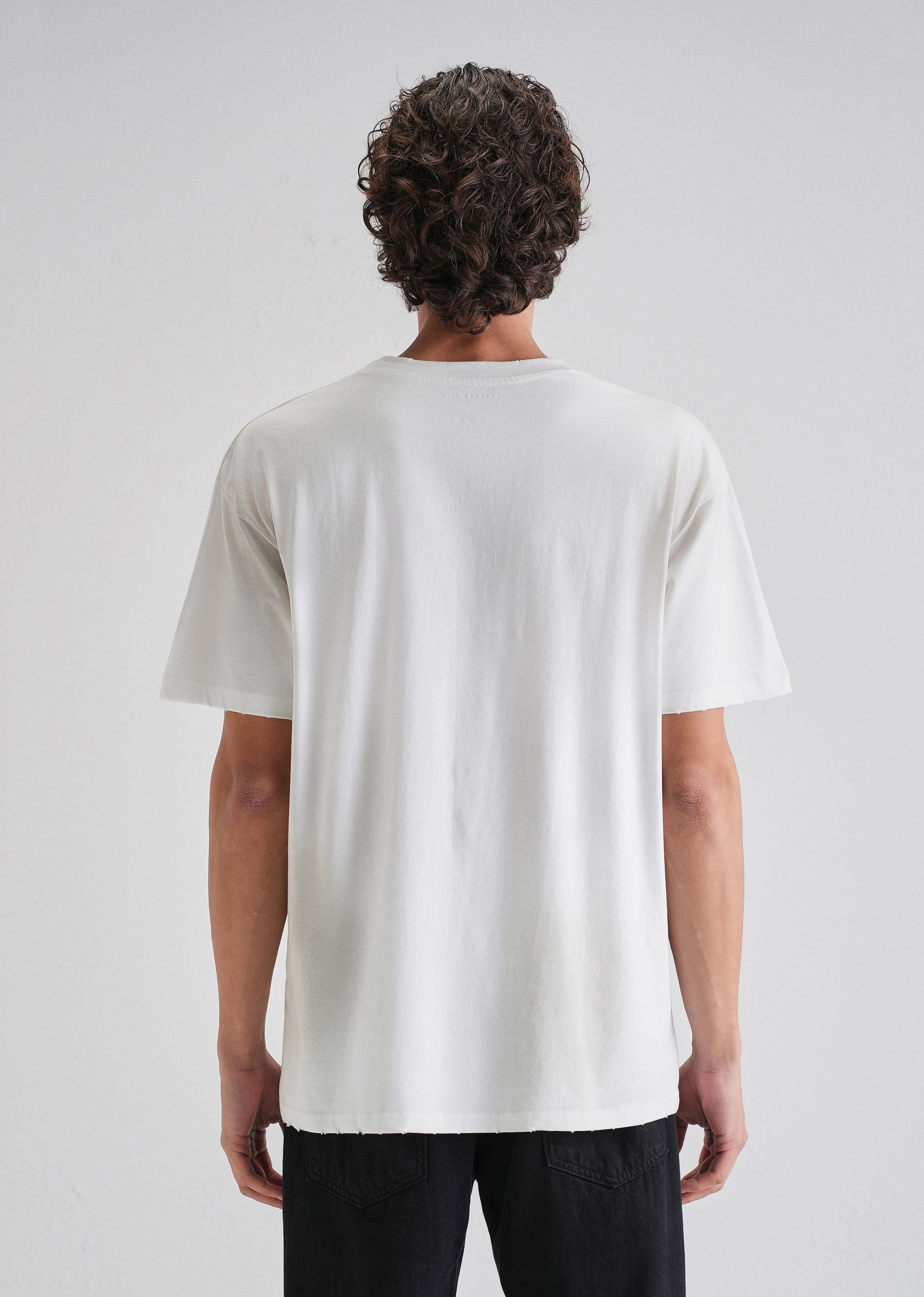 White Gray Typography Printed Oversized T-shirt