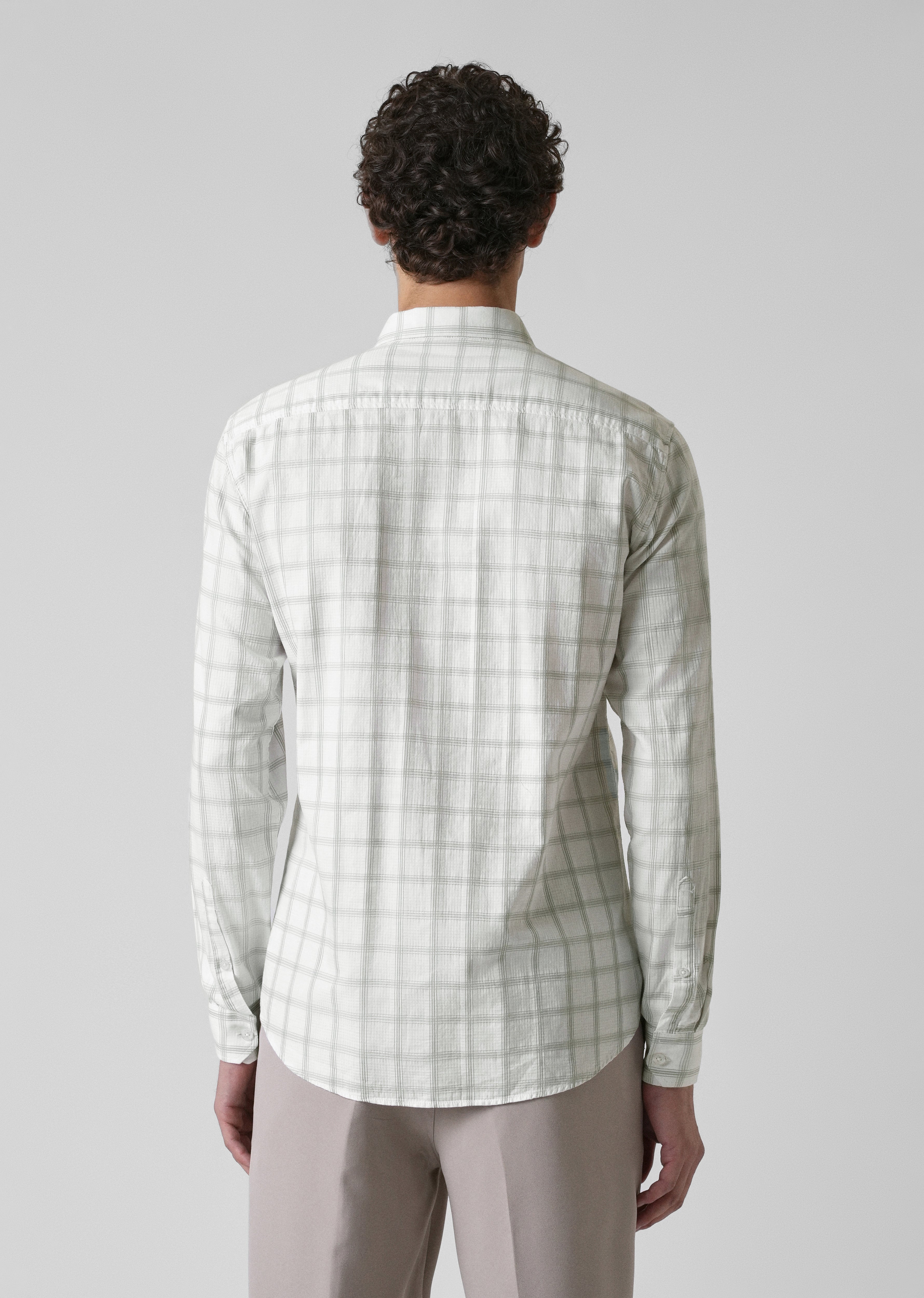 White Cotton Check Shirt