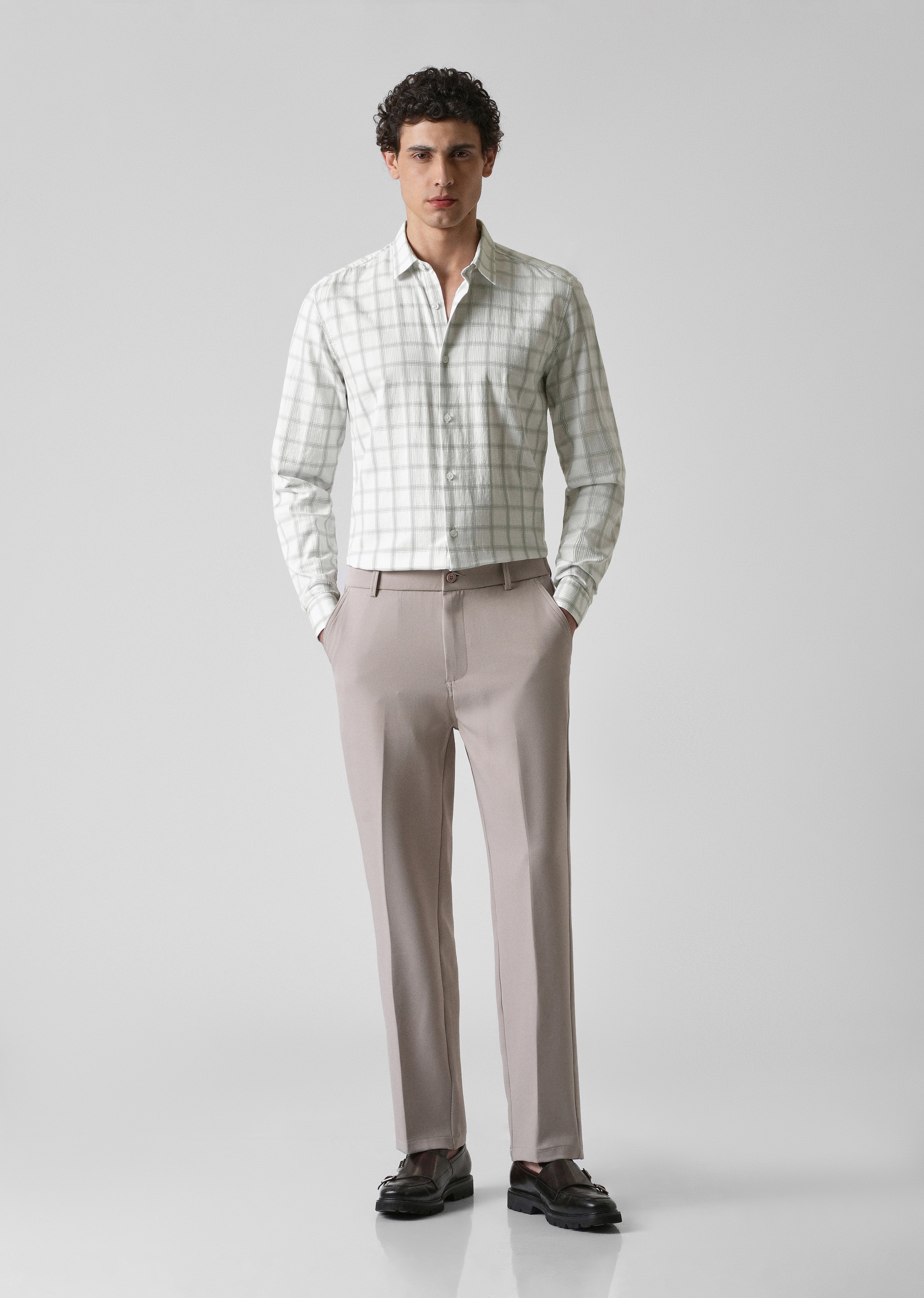 White Cotton Check Shirt