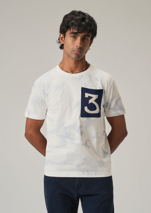 White Knit Patch Pocket Slim Fit T-Shirt