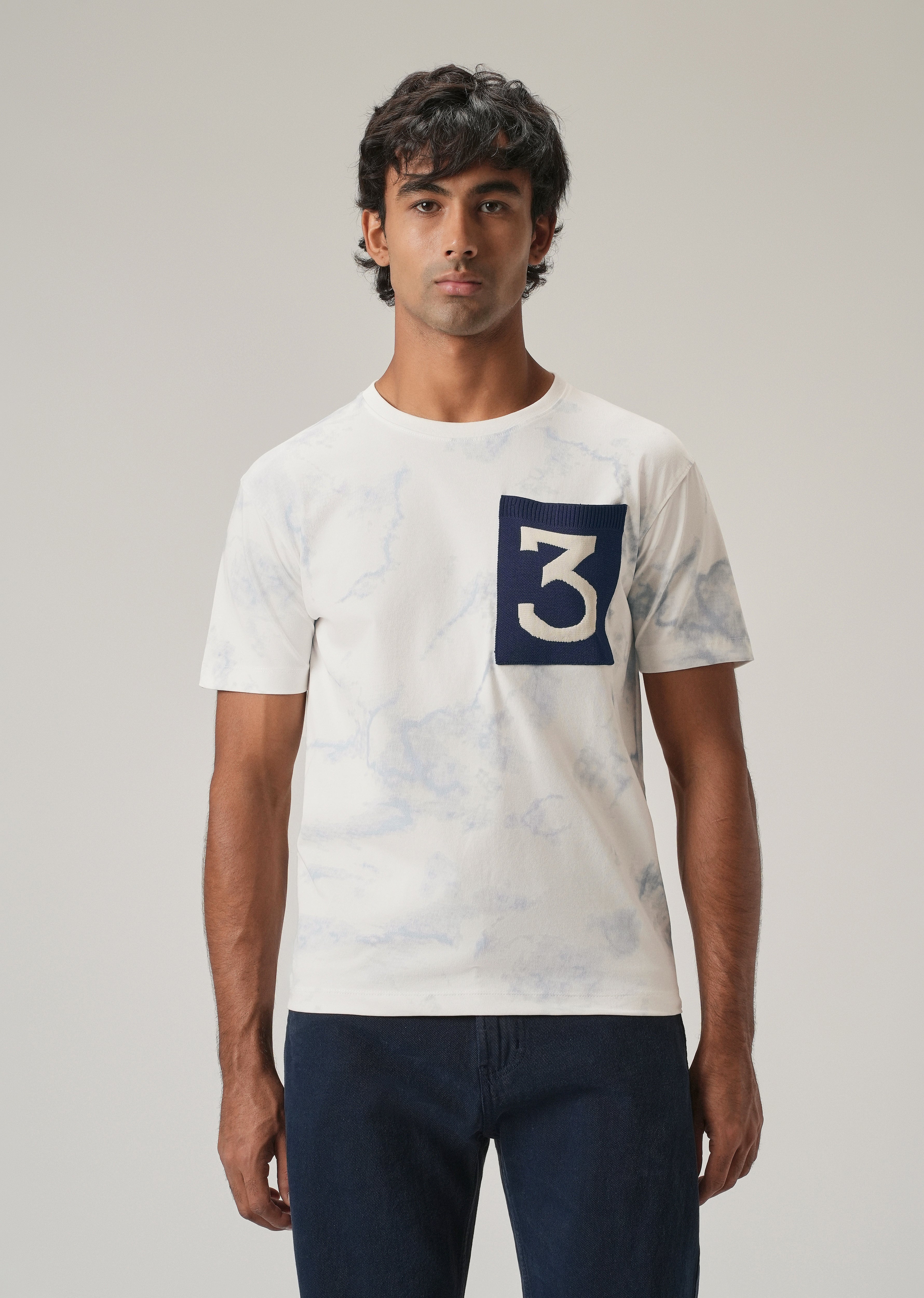 White Knit Patch Pocket Slim Fit T-Shirt