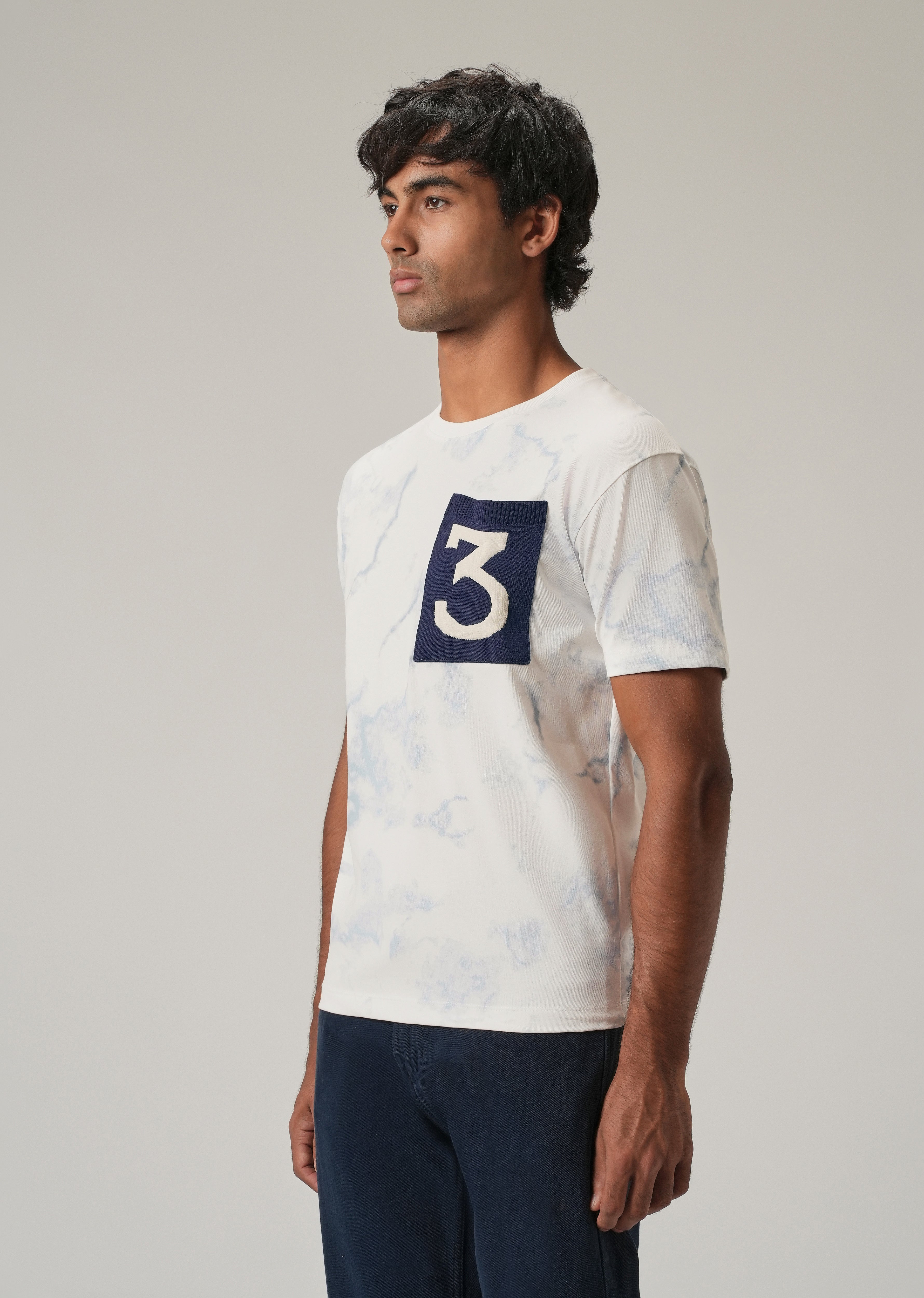 White Knit Patch Pocket Slim Fit T-Shirt