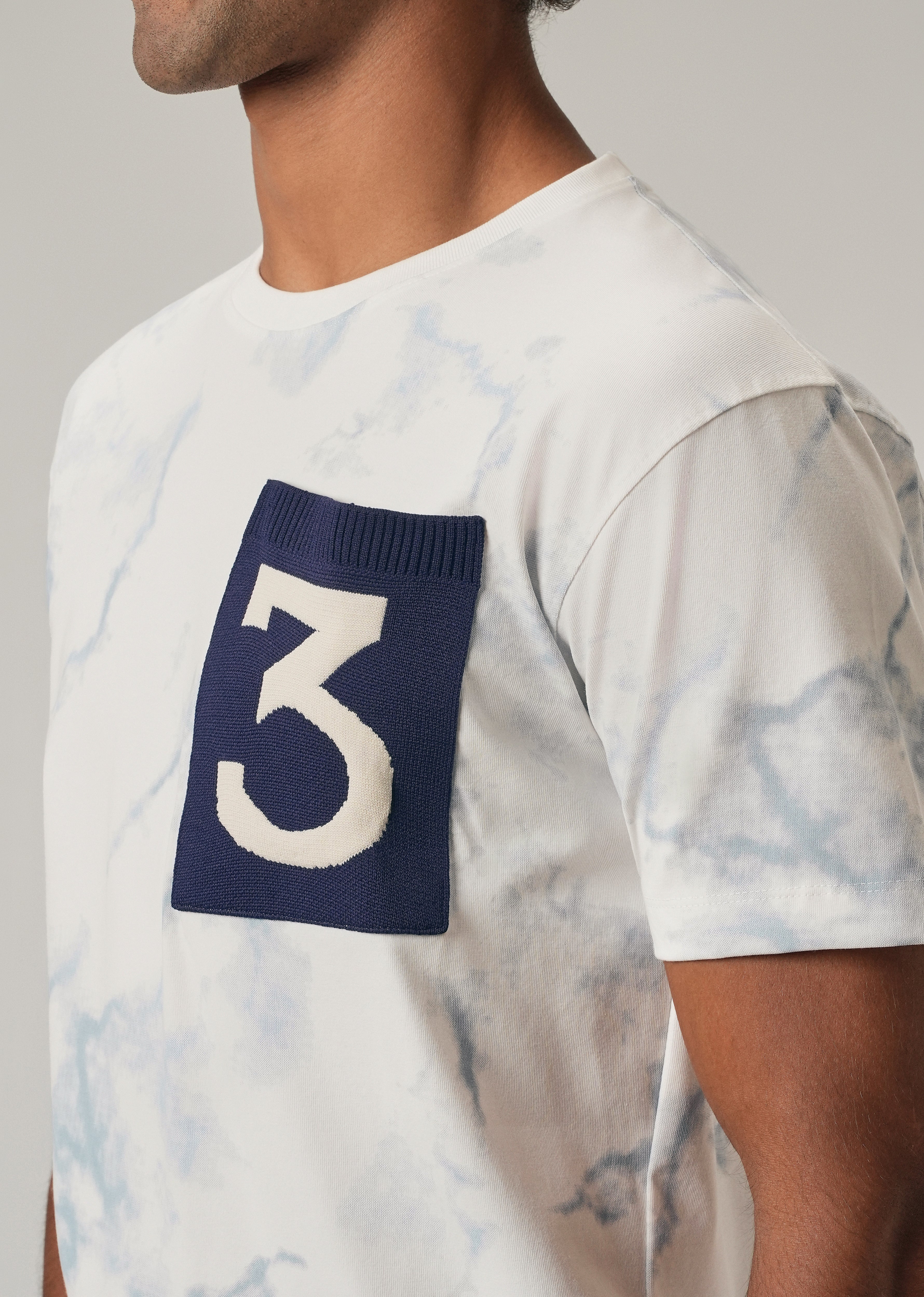 White Knit Patch Pocket Slim Fit T-Shirt