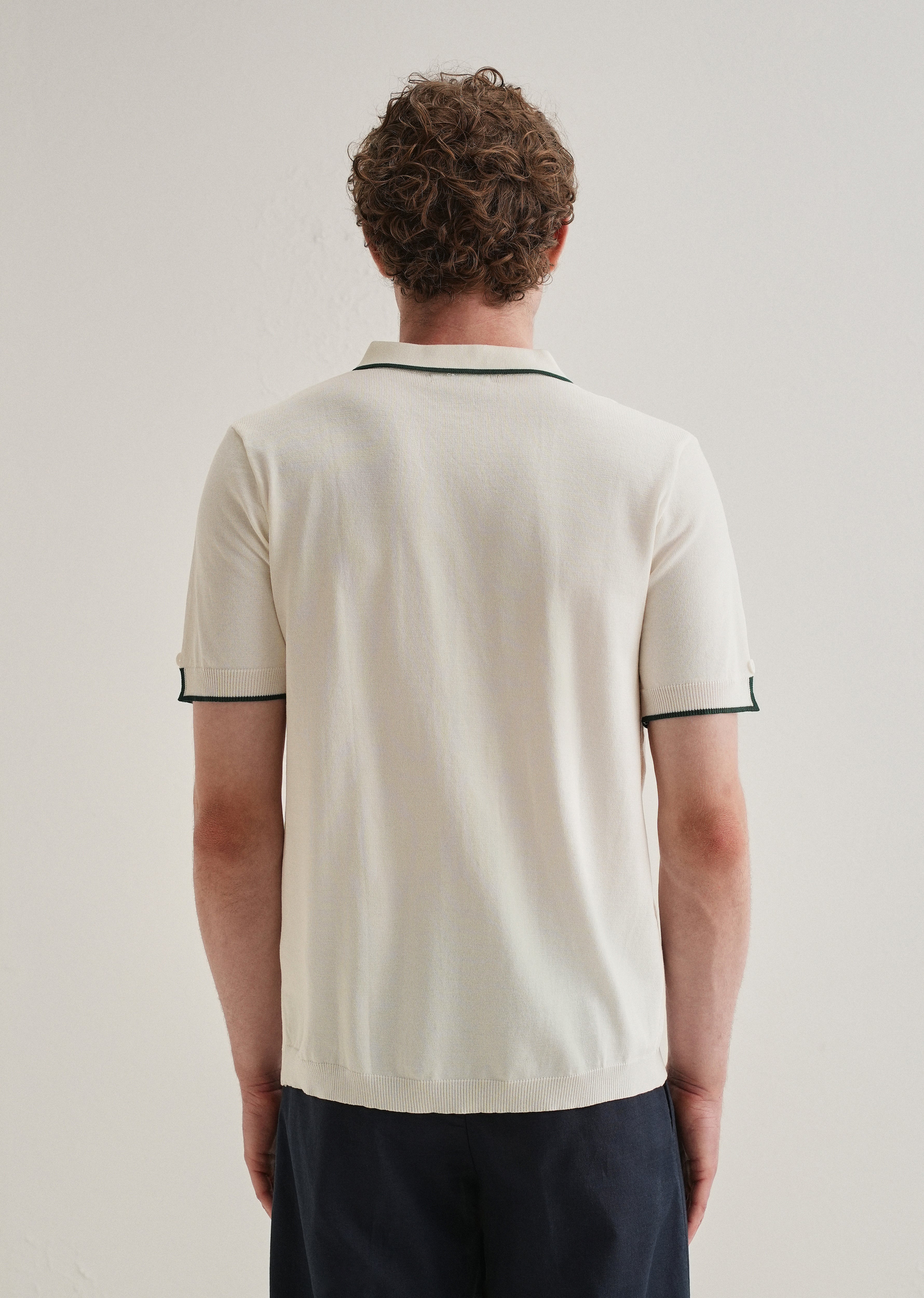 White Knitted Notch Sleeve Shirt