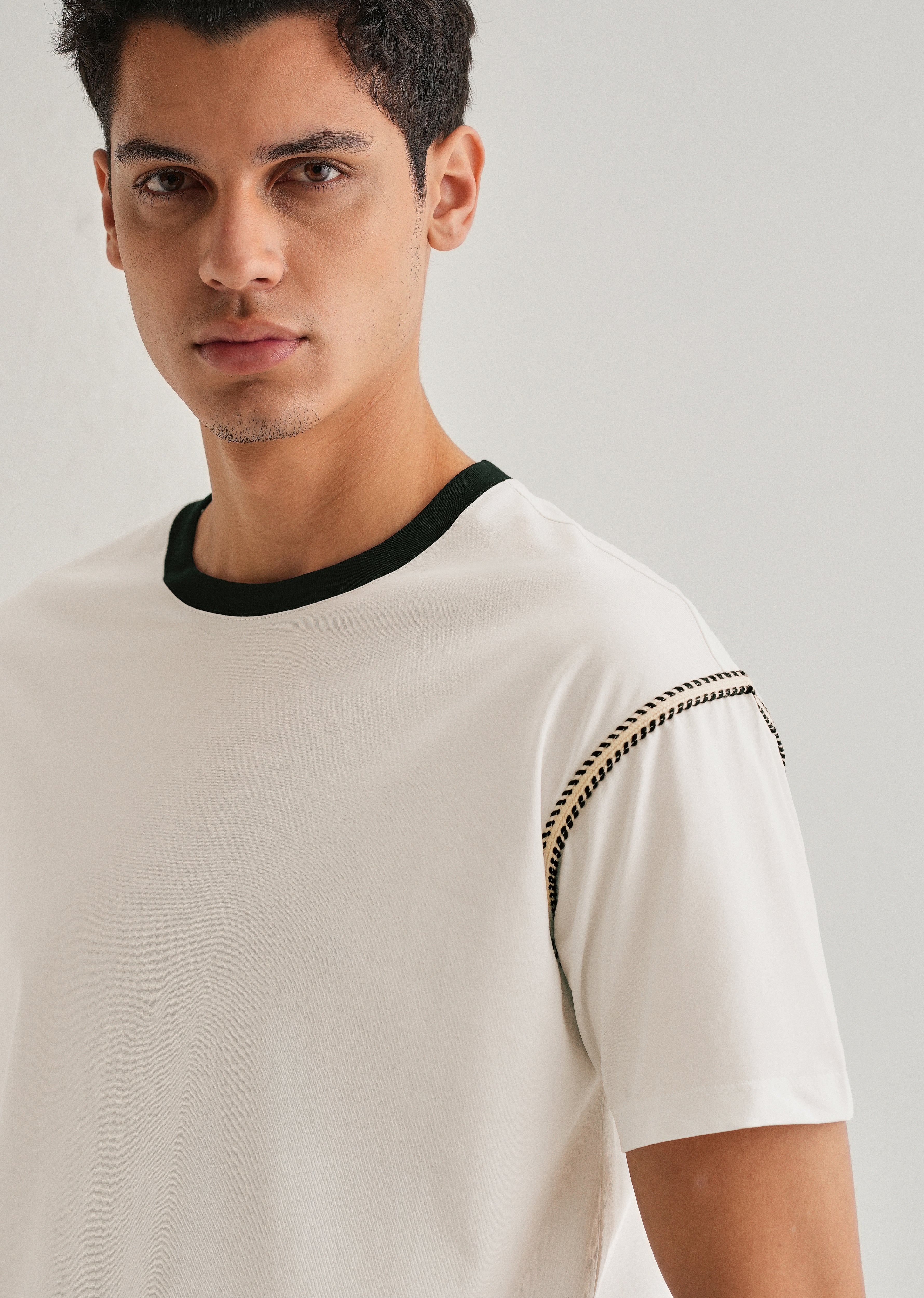 White Lace Applique T-shirt