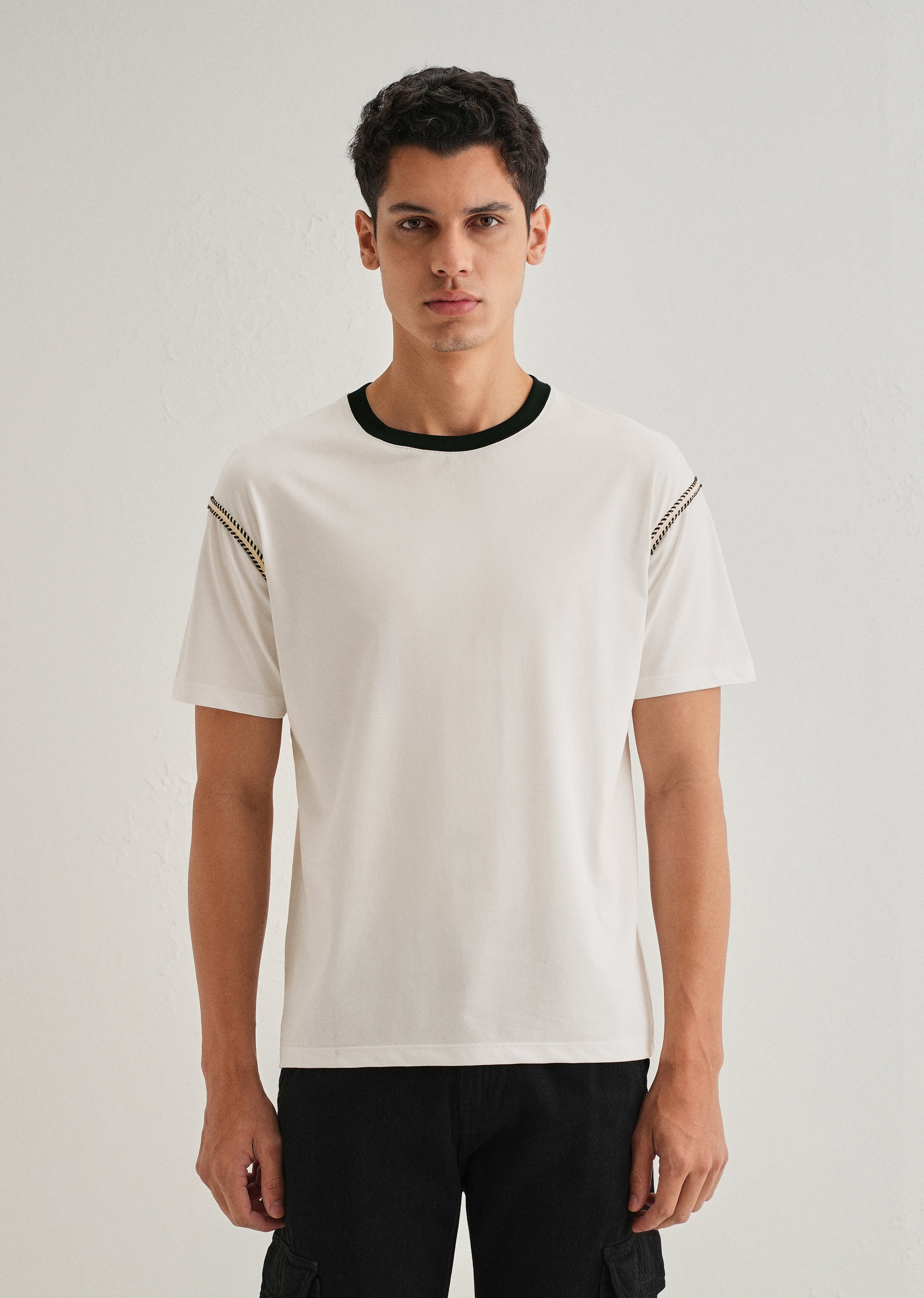 White Lace Applique T-shirt