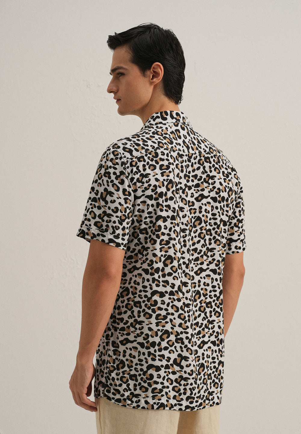 White Leopardic Print Half sleeve shirt