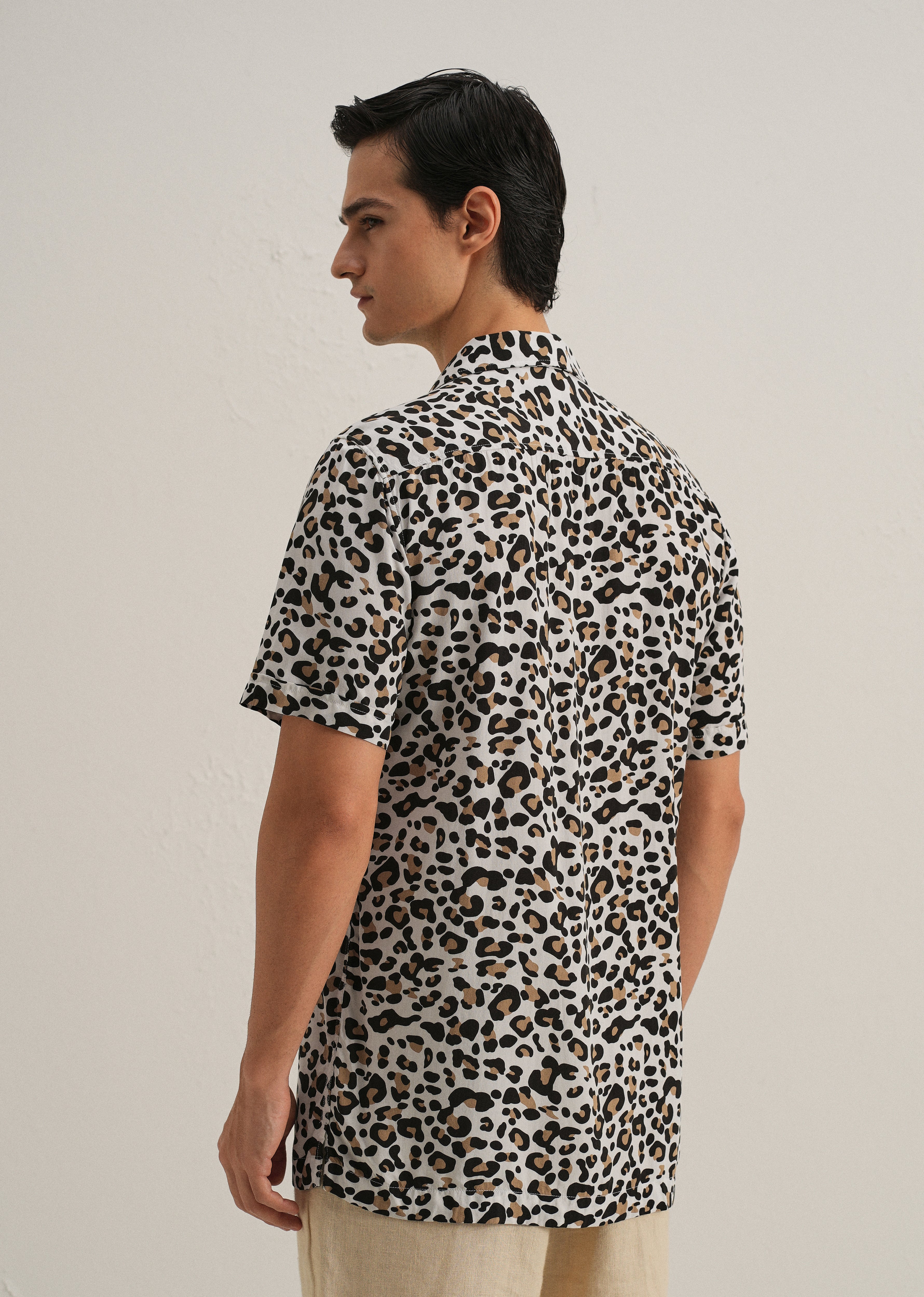 White Leopardic Print Half sleeve shirt