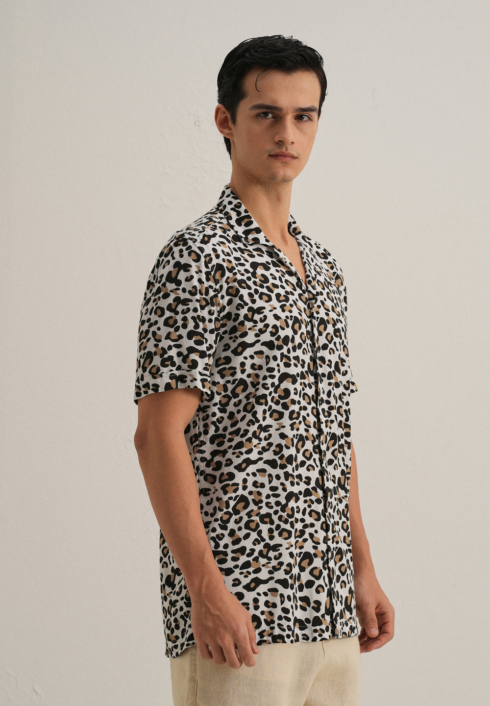 White Leopardic Print Half sleeve shirt