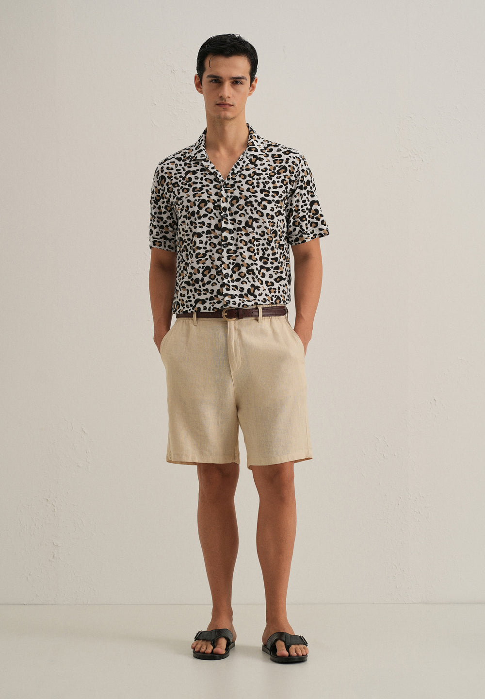 White Leopardic Print Half sleeve shirt