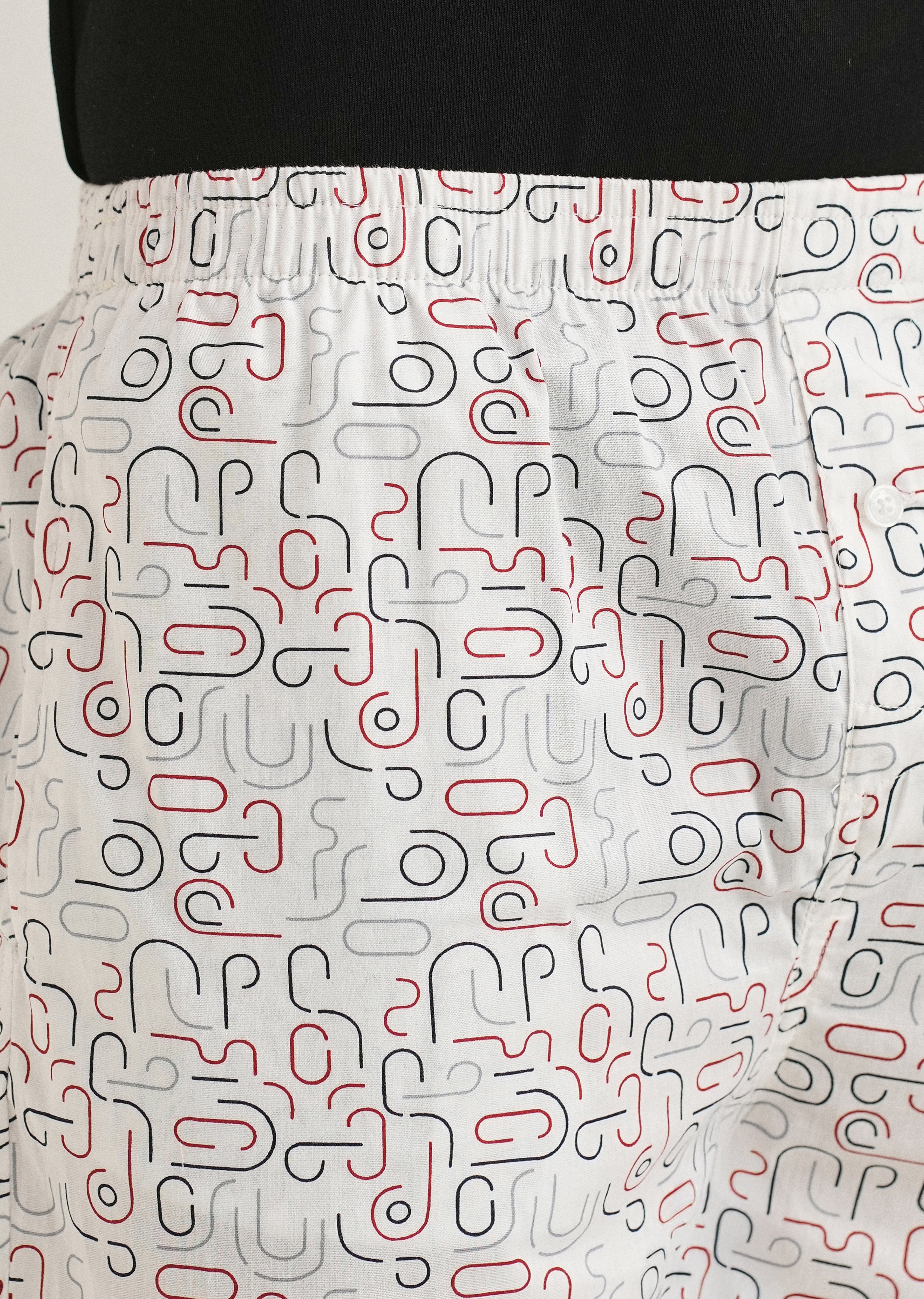 White Line Art Printed Boxer