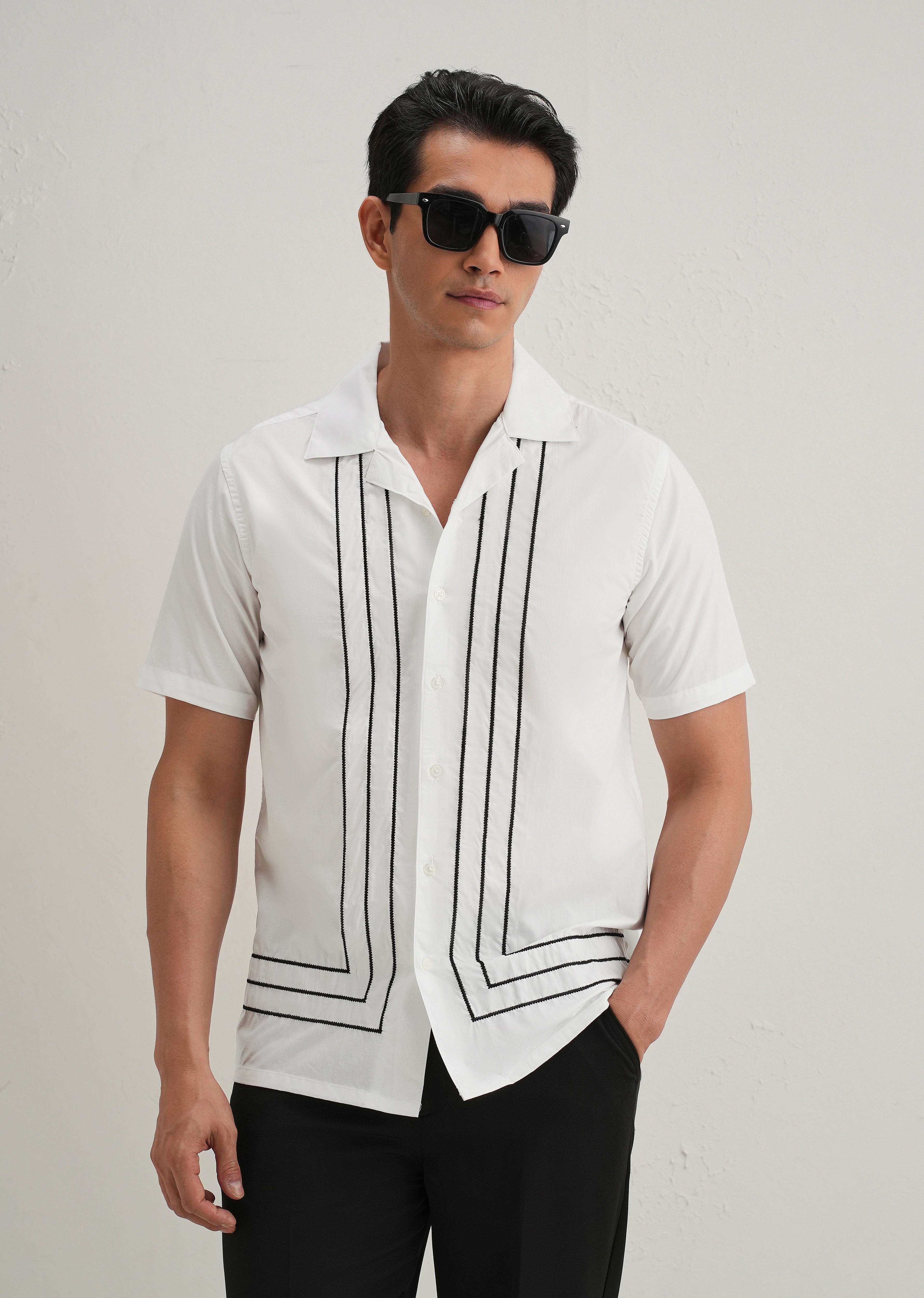 White Line Embroidery Shirt
