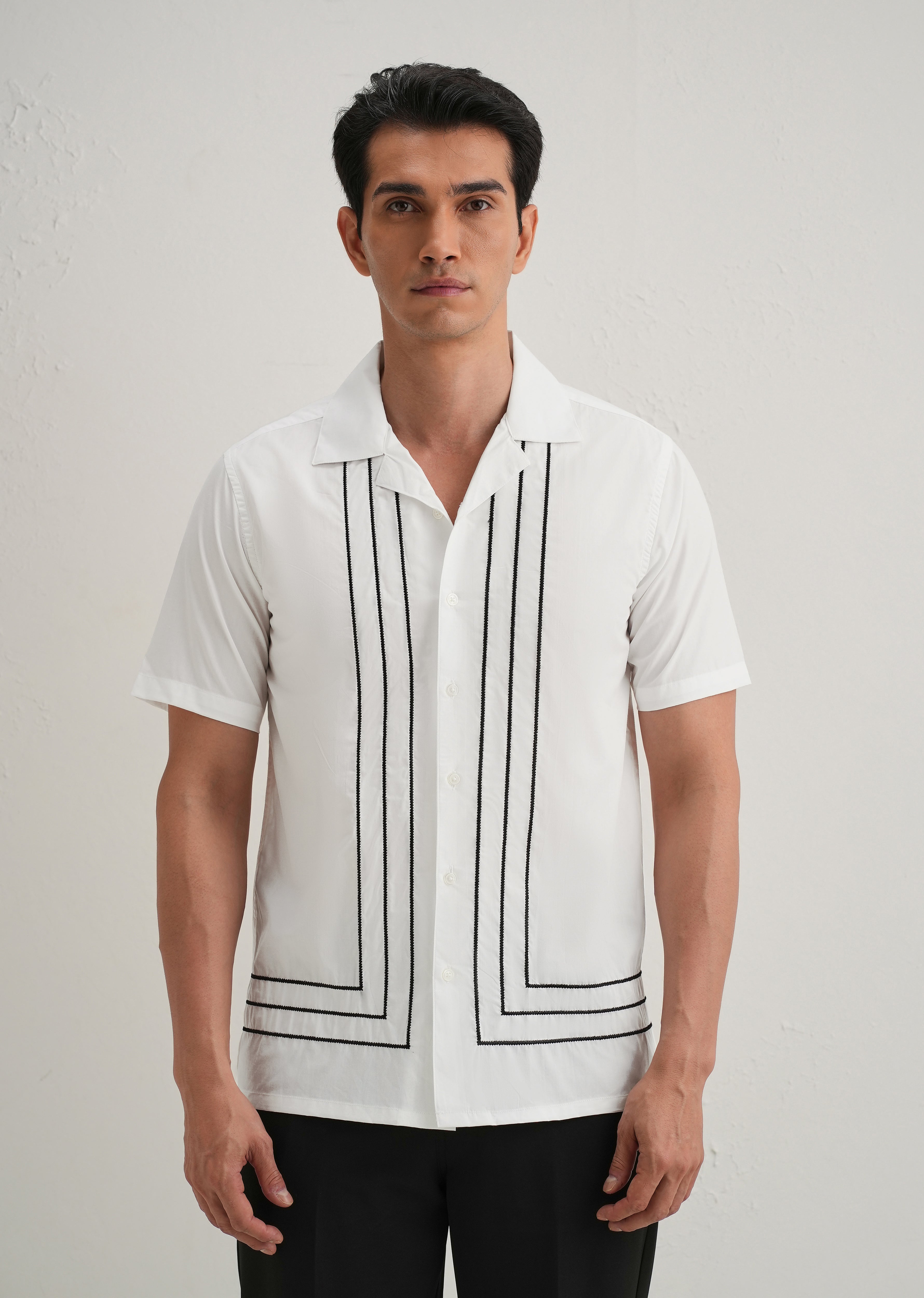 White Line Embroidery Shirt