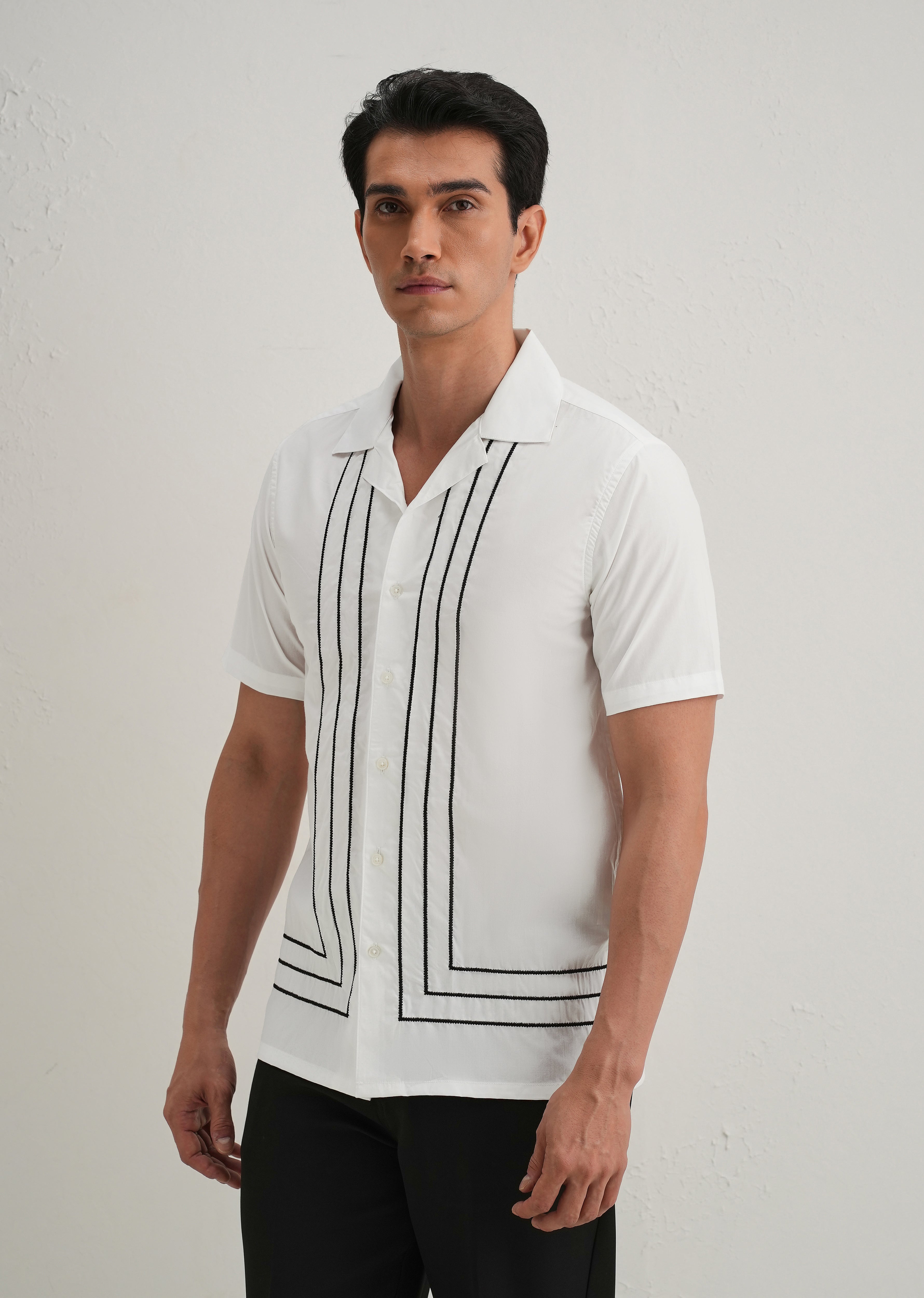 White Line Embroidery Shirt